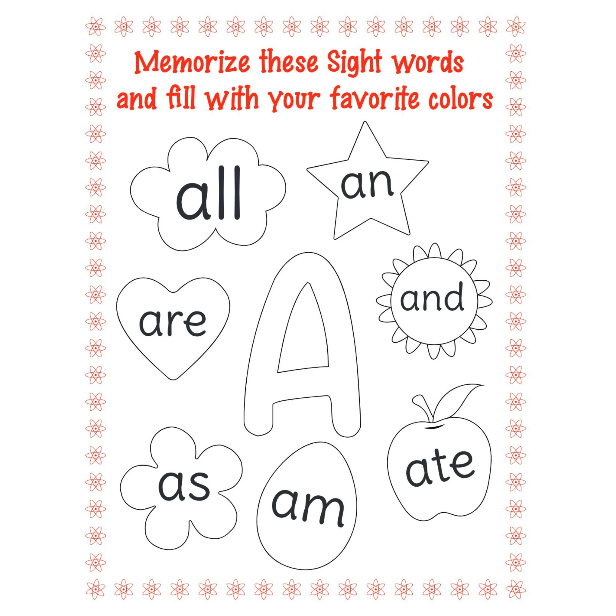 Sight Words Alphabet Coloring Pages - Image 2