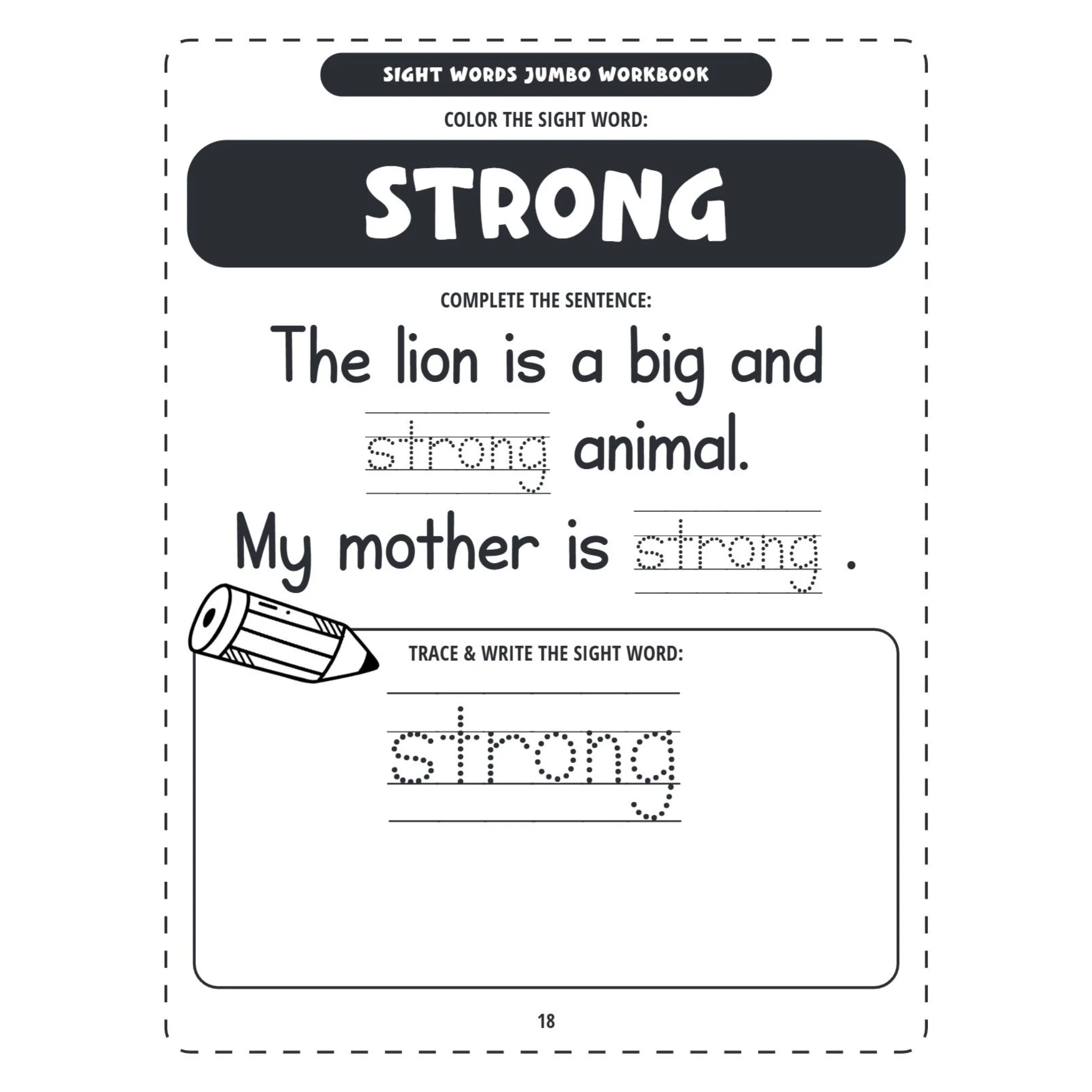 Sight Words Jumbo Workbook Trace Write Color Activities - Image 2