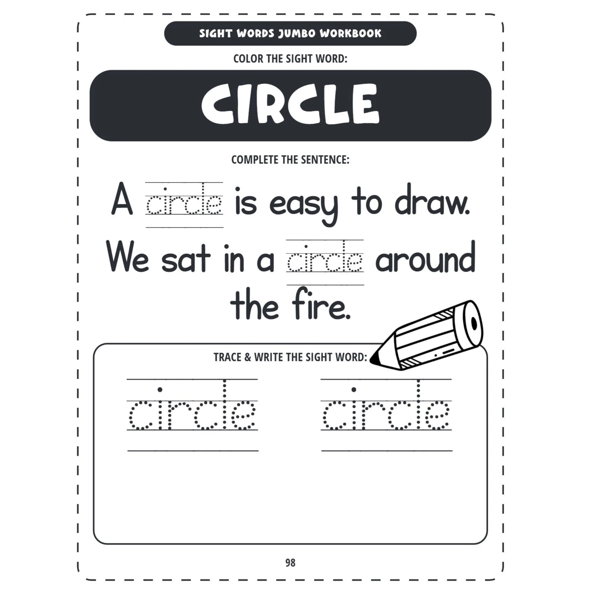 Sight Words Jumbo Workbook Trace Write Color Activities - Image 5