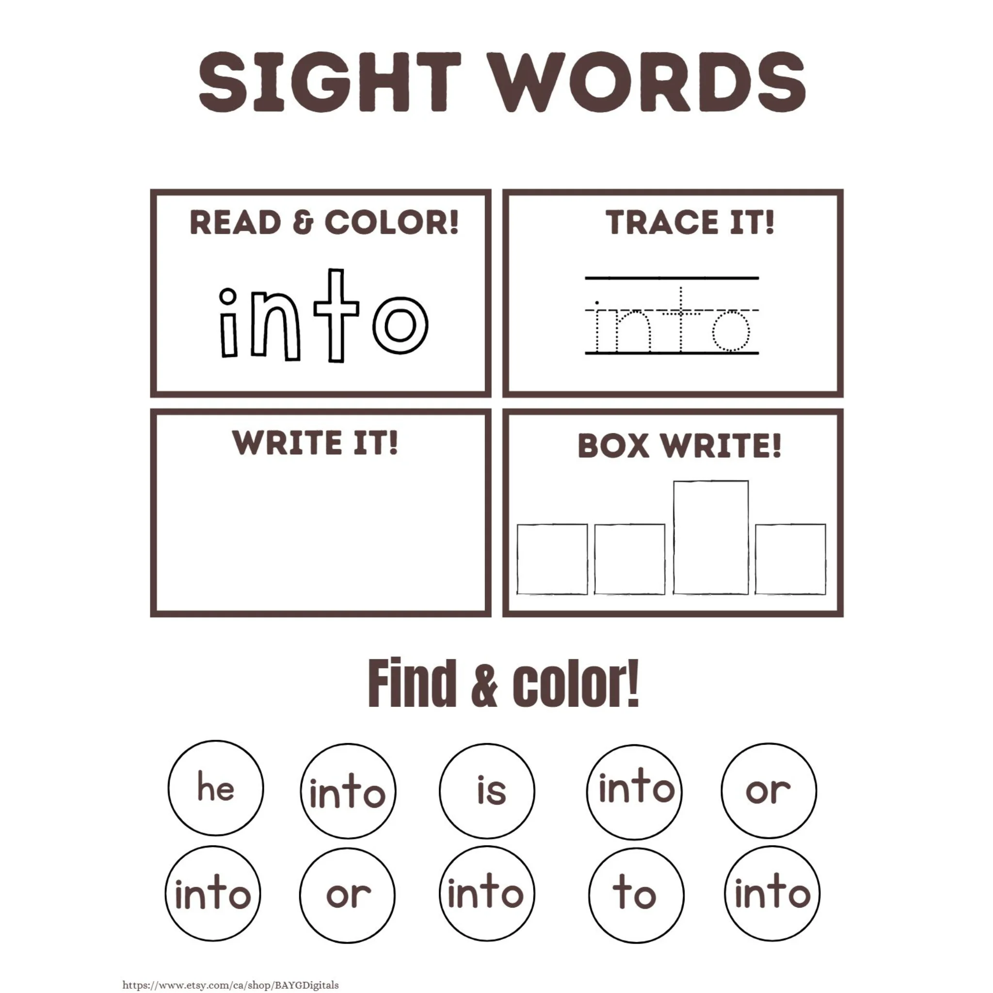 Sight Words Read Trace Write Worksheets - Image 4