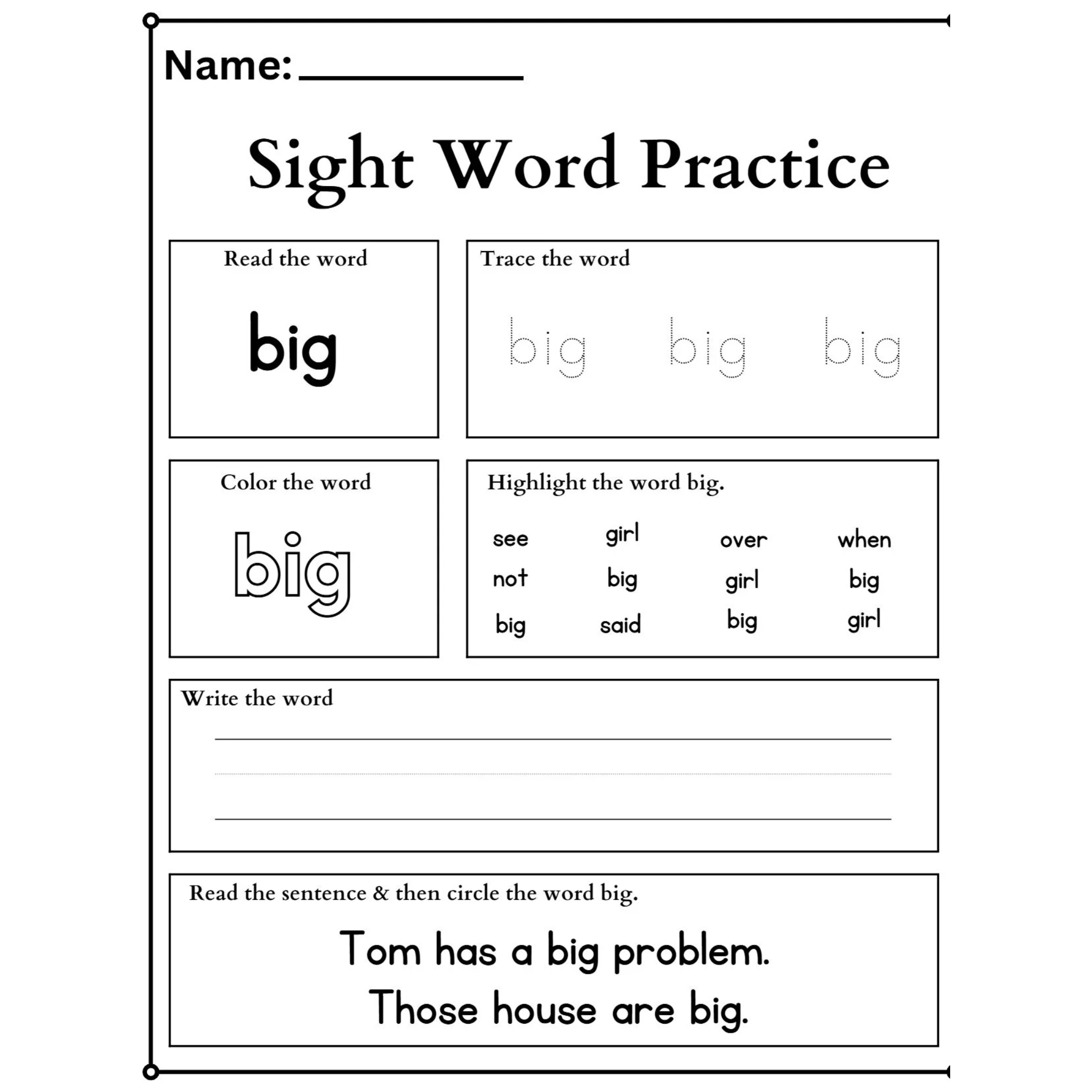 Sight Words Tracing Worksheets - Image 5