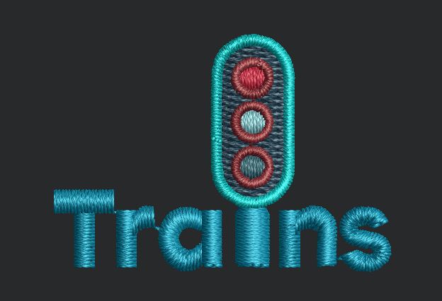 Signaled Trains Emblem Embroidery Design