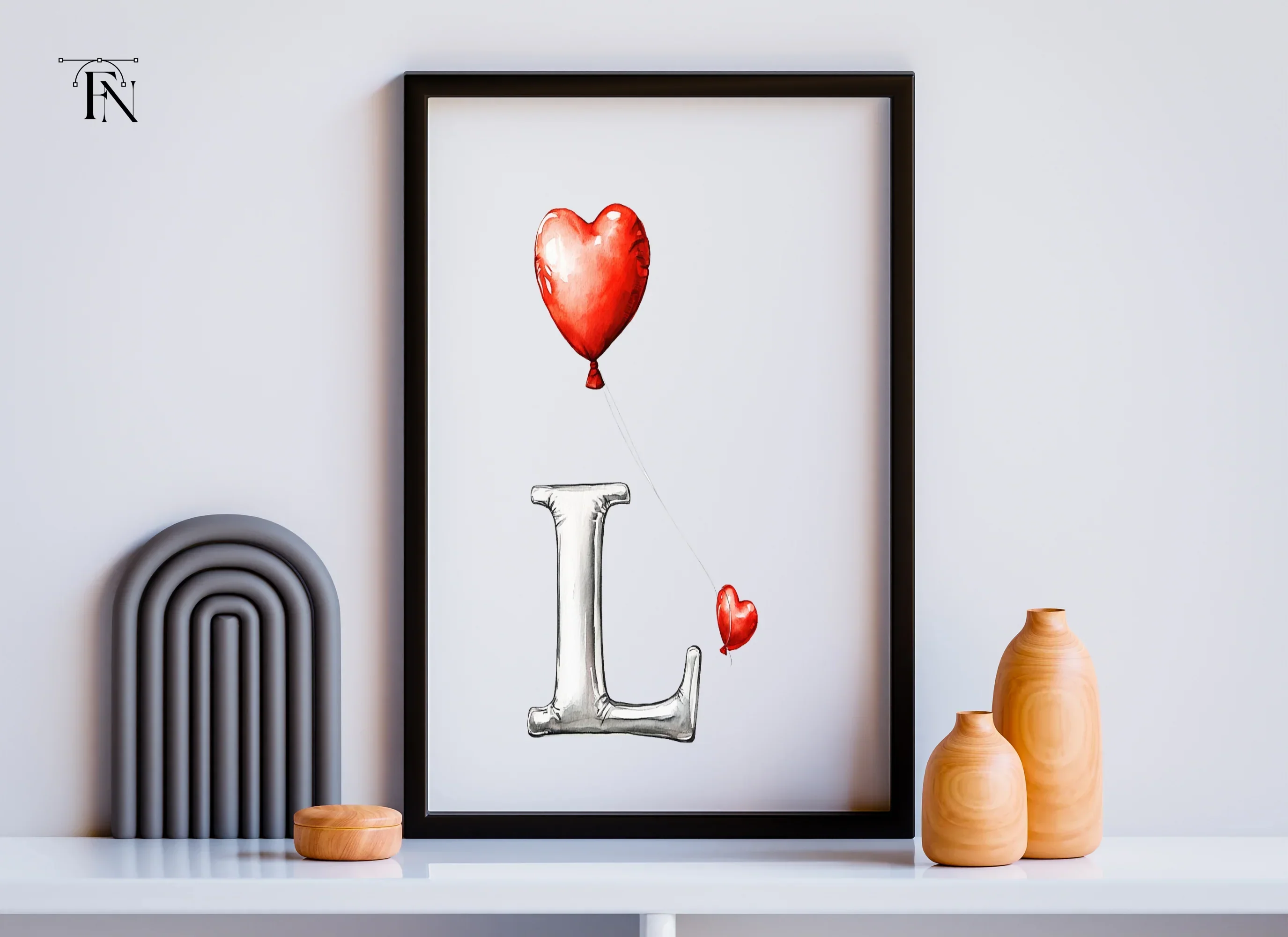 Silver Balloons with Red Hearts Clipart Bundle - Image 6