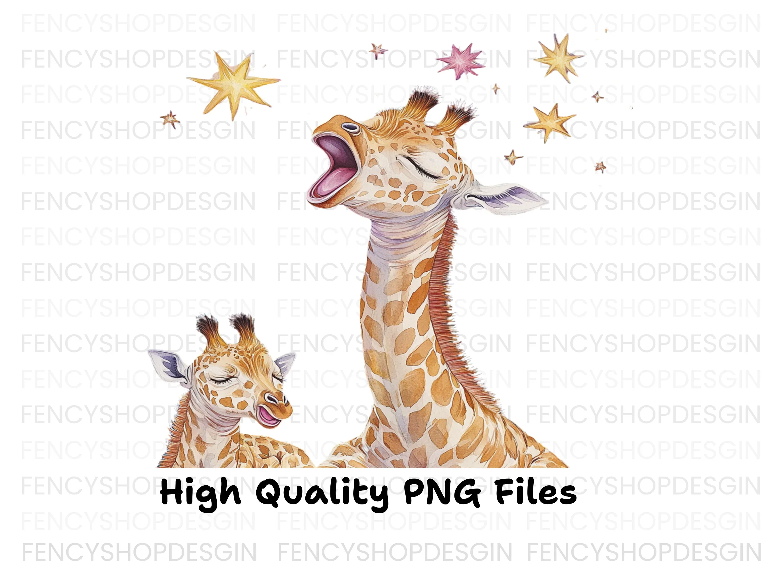 Singing Giraffes with Stars Clipart Bundle - Image 3