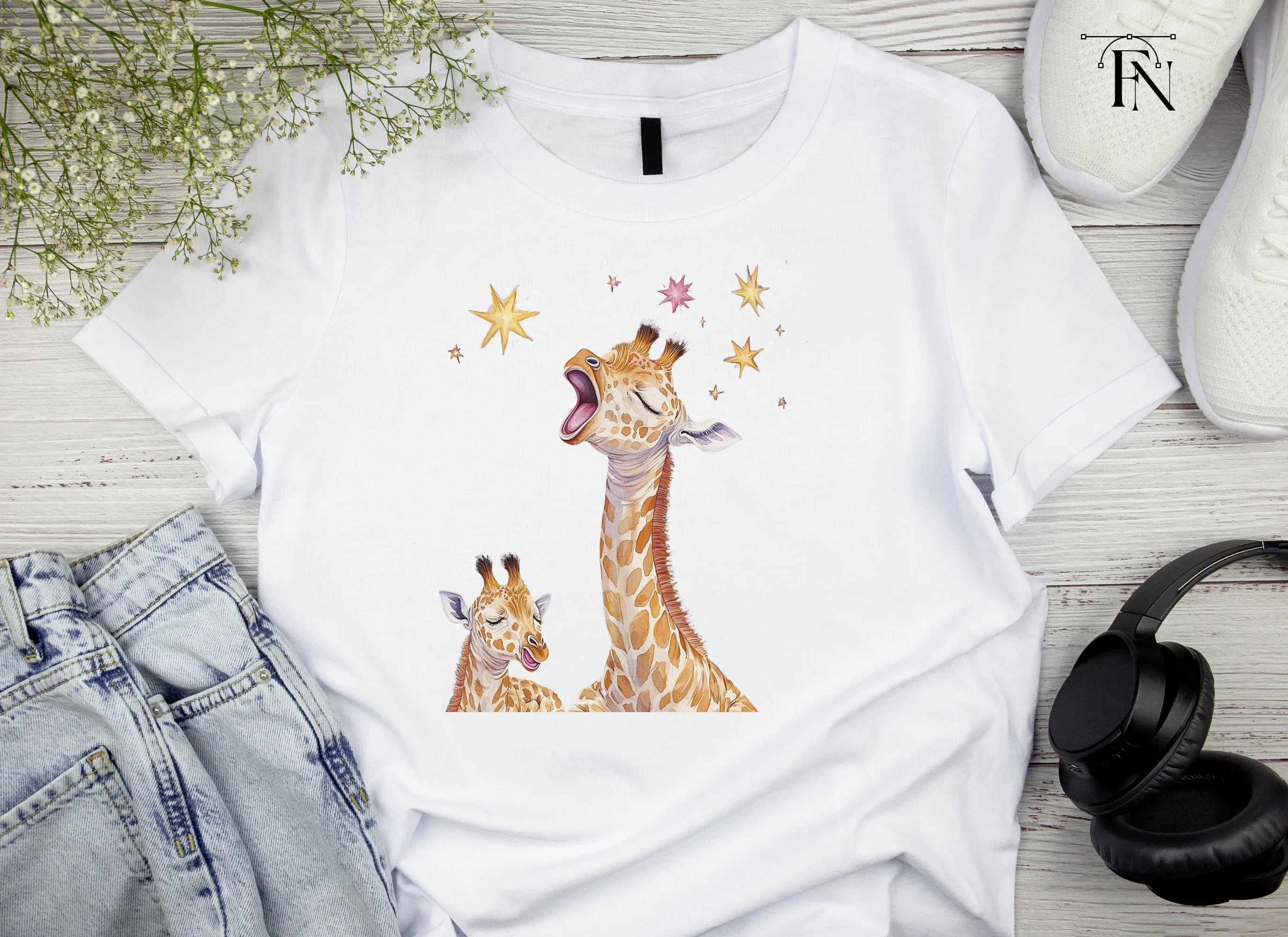 Singing Giraffes with Stars Clipart Bundle - Image 4