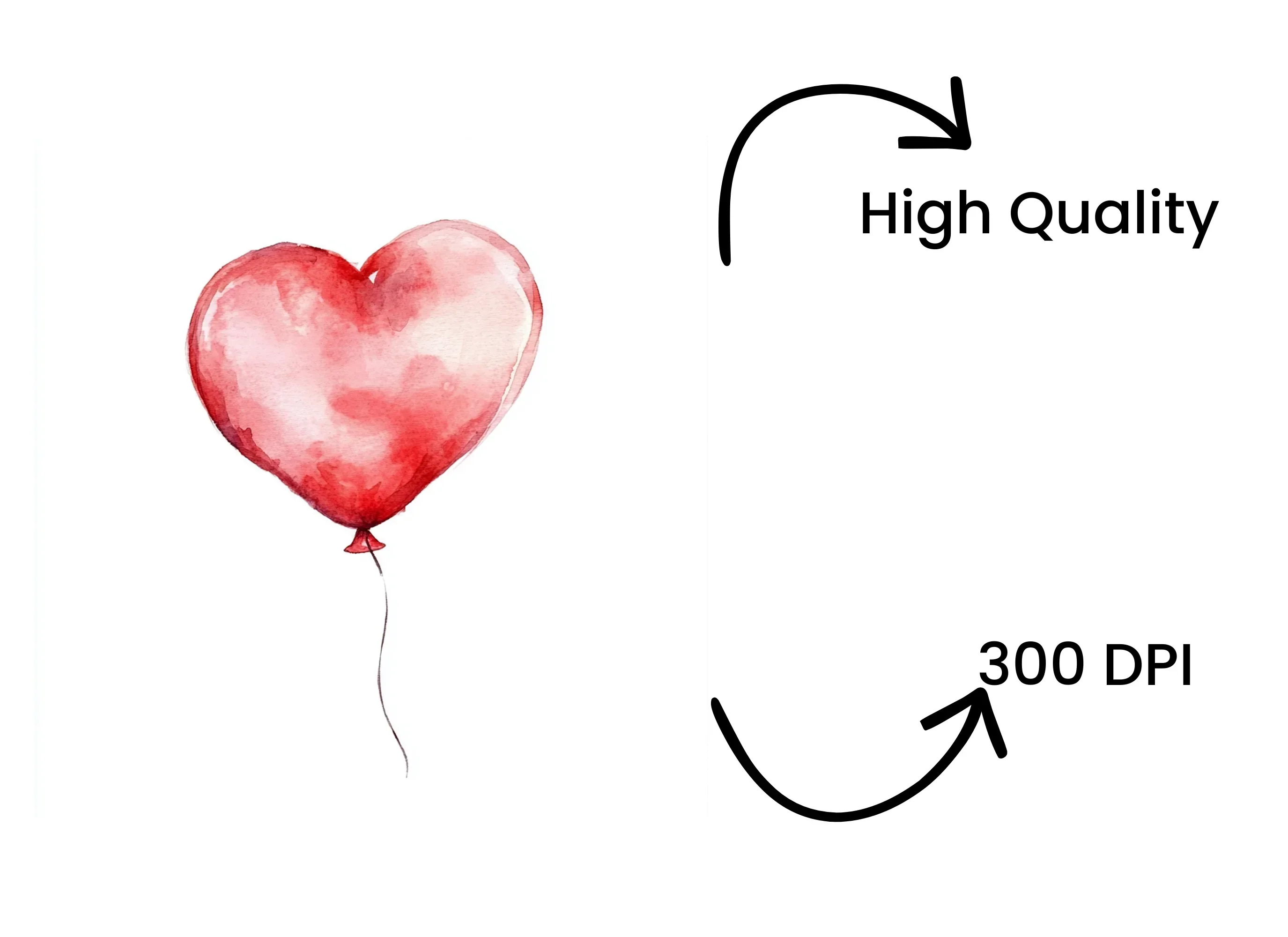Single Red Heart Balloons Clipart Bundle - Image 4