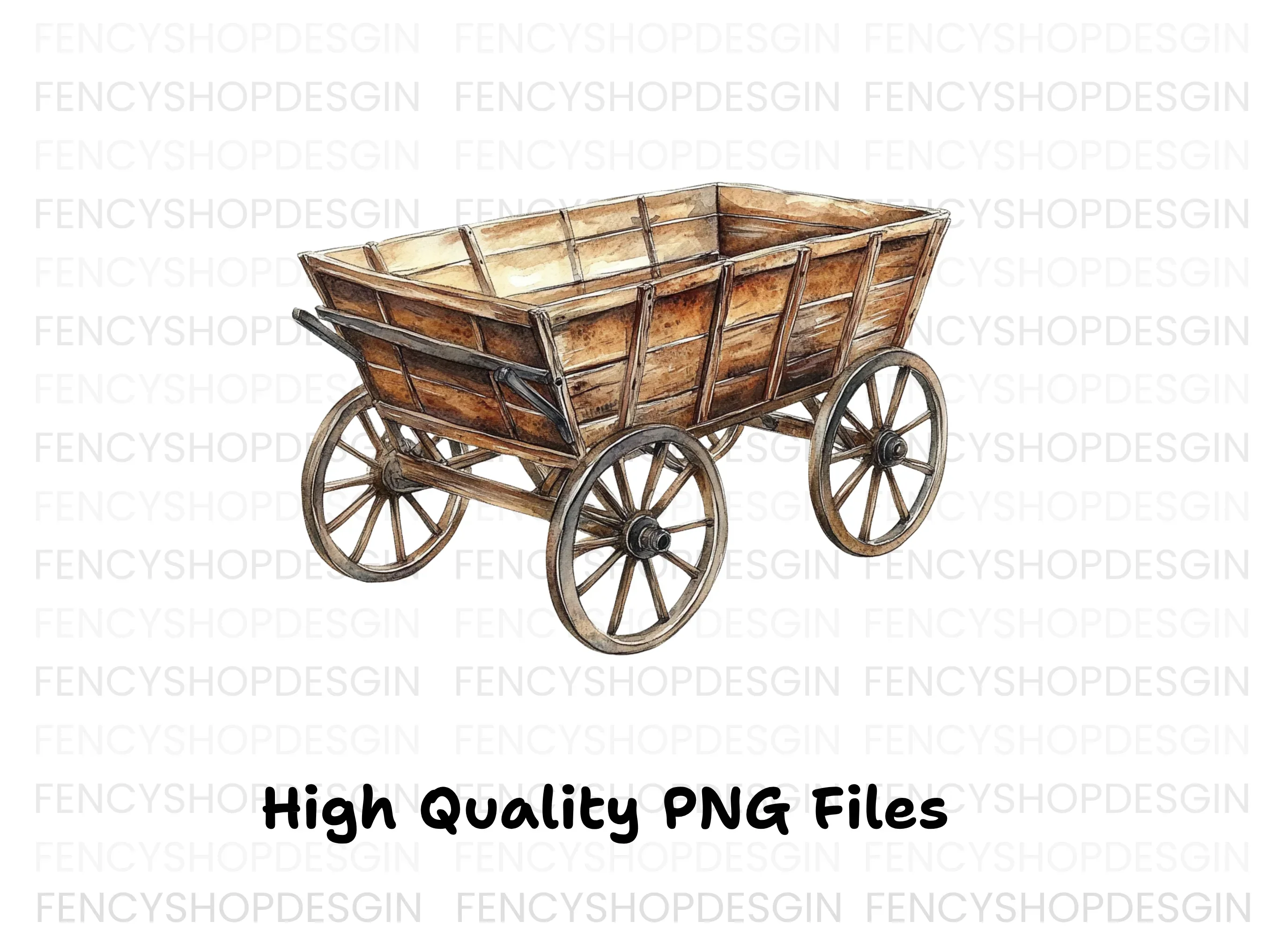 Single Wooden Wagon Clipart Bundle - Image 3