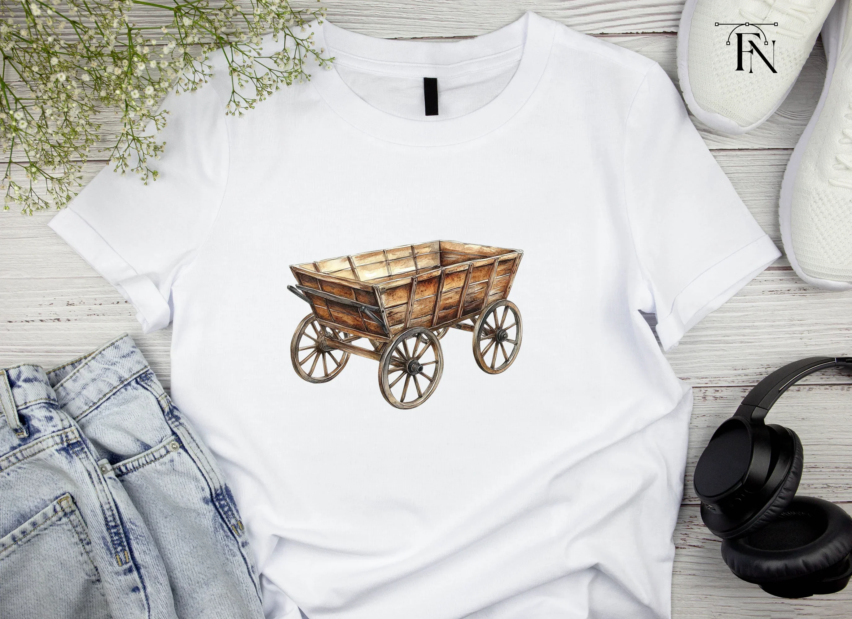 Single Wooden Wagon Clipart Bundle - Image 4