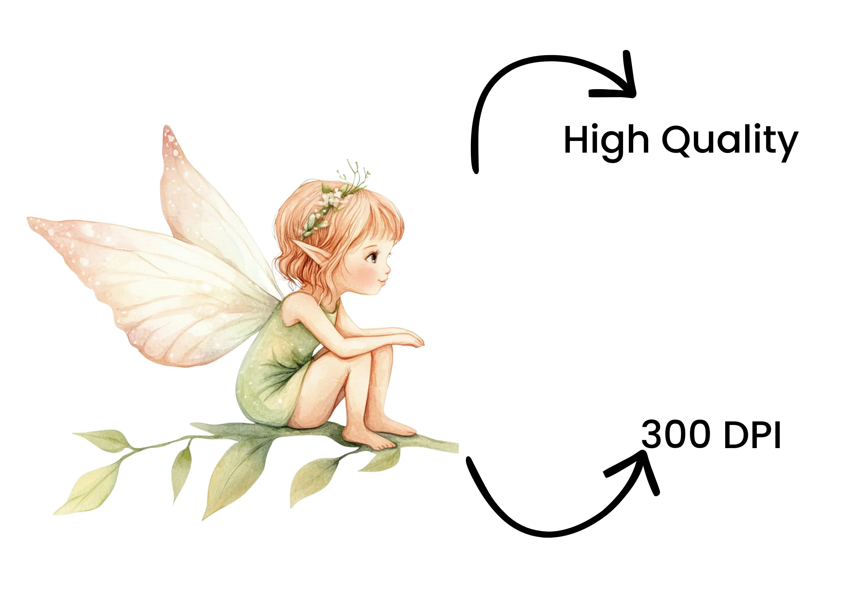 Sitting Fairy on Branch Clipart Bundle - Image 4