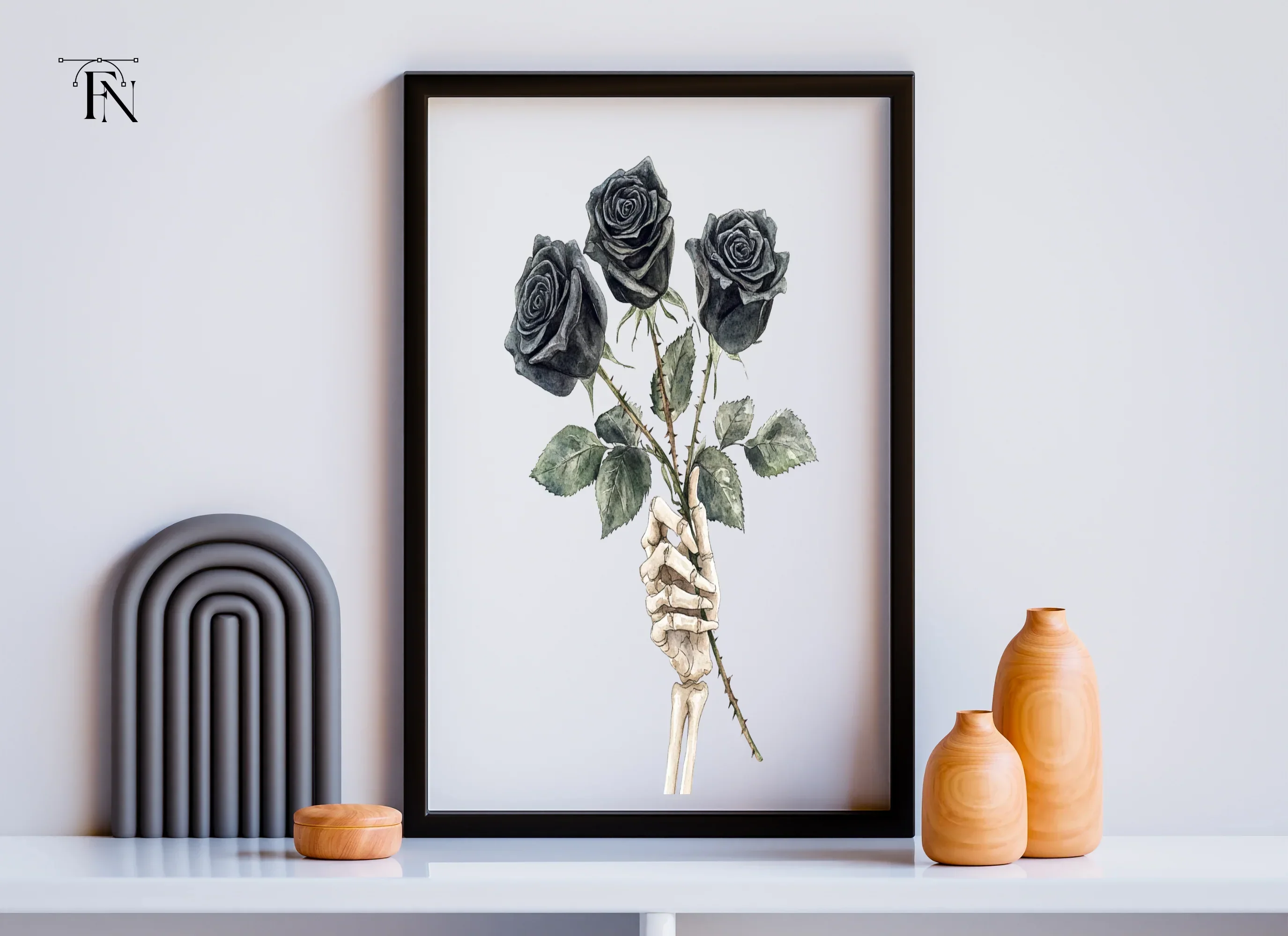 Skeleton Hand with Black Roses Clipart Bundle - Image 6
