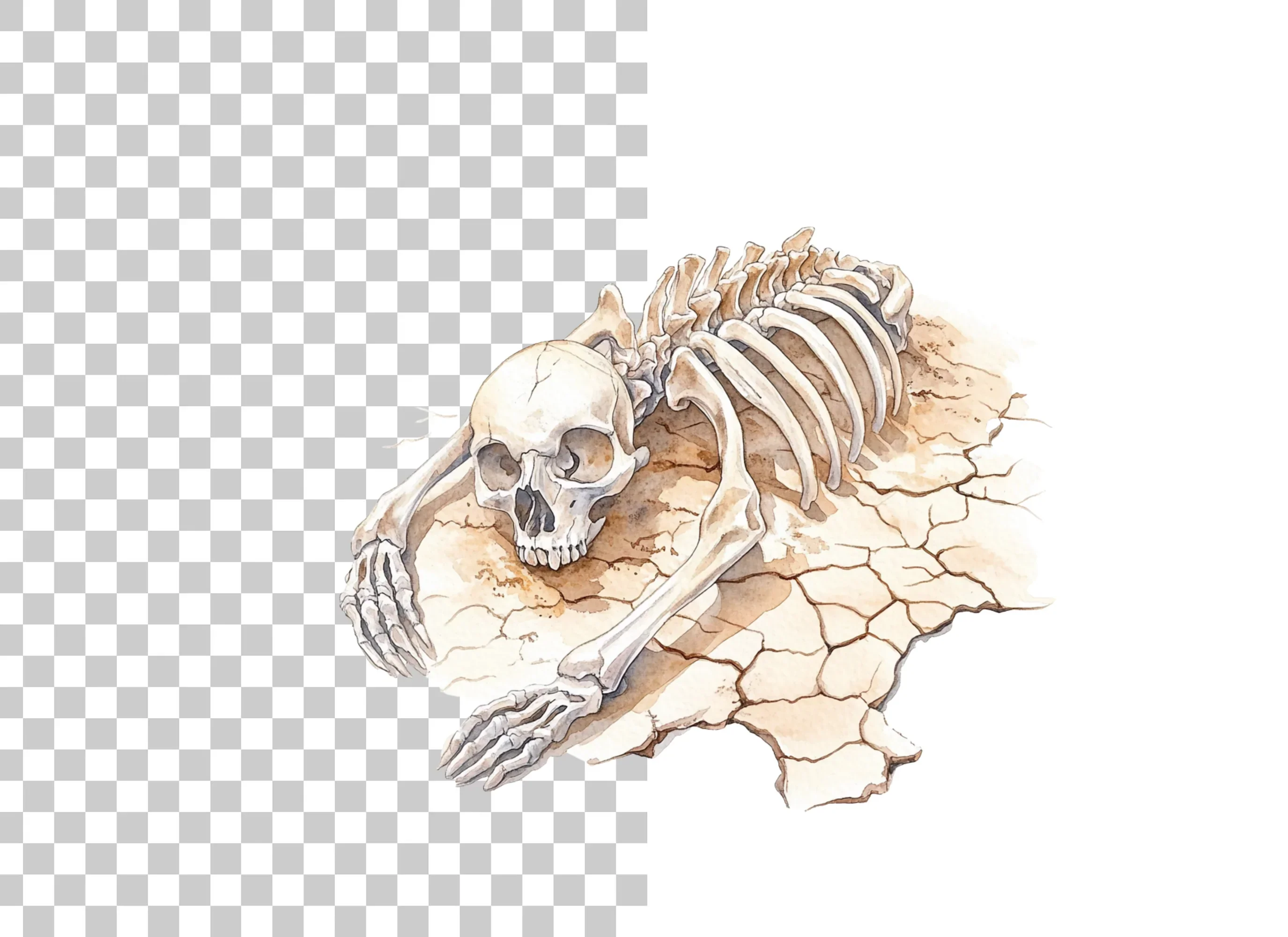Skeletons on Cracked Earth Clipart Bundle - Image 2