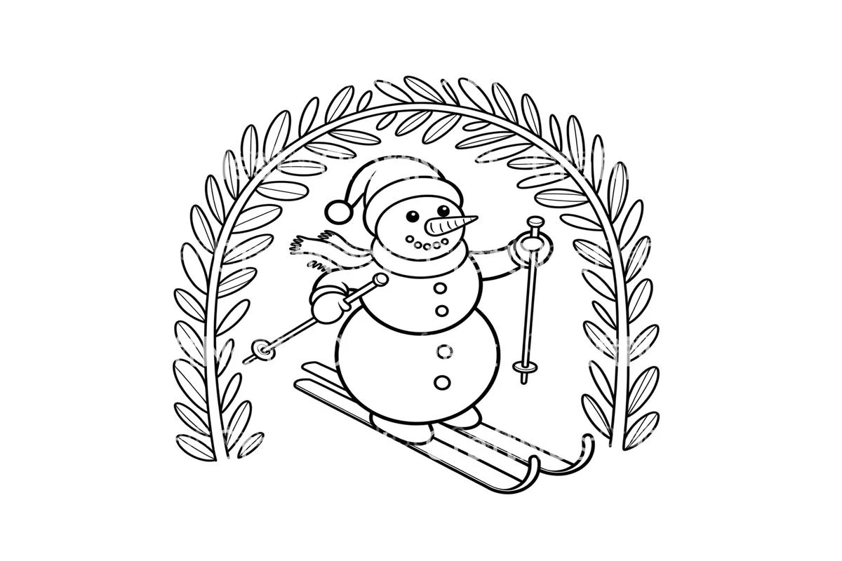 Skiing Snowman Winter Fun Coloring Books - Image 4