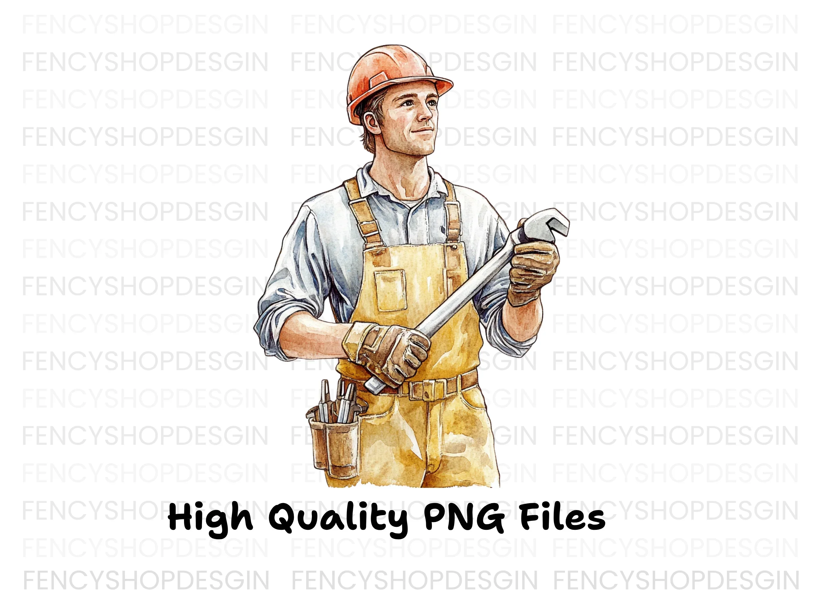 Skilled Worker with Wrench Clipart Bundle - Image 2