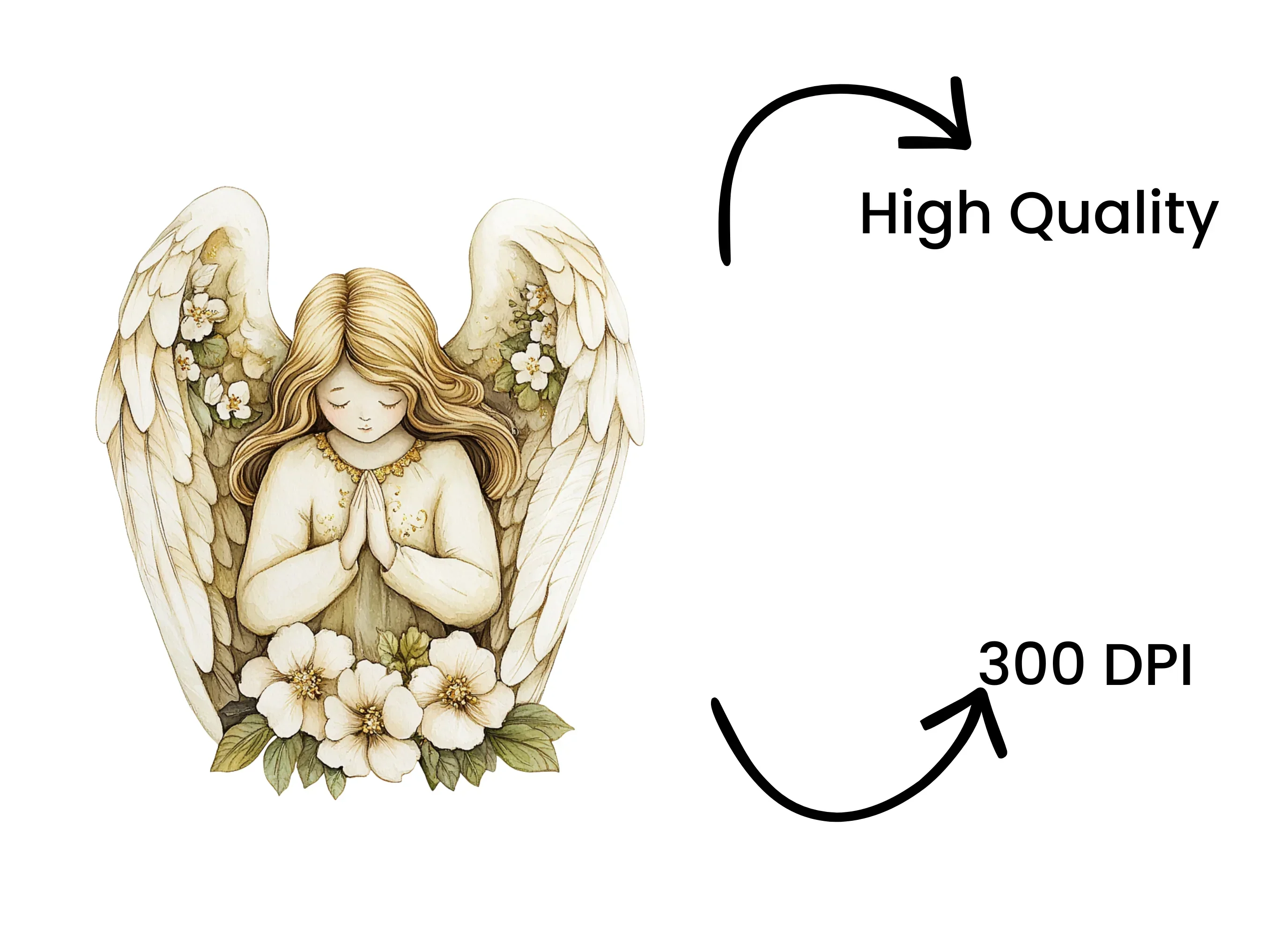 Sleeping Angel with Flowers Clipart Bundle - Image 4