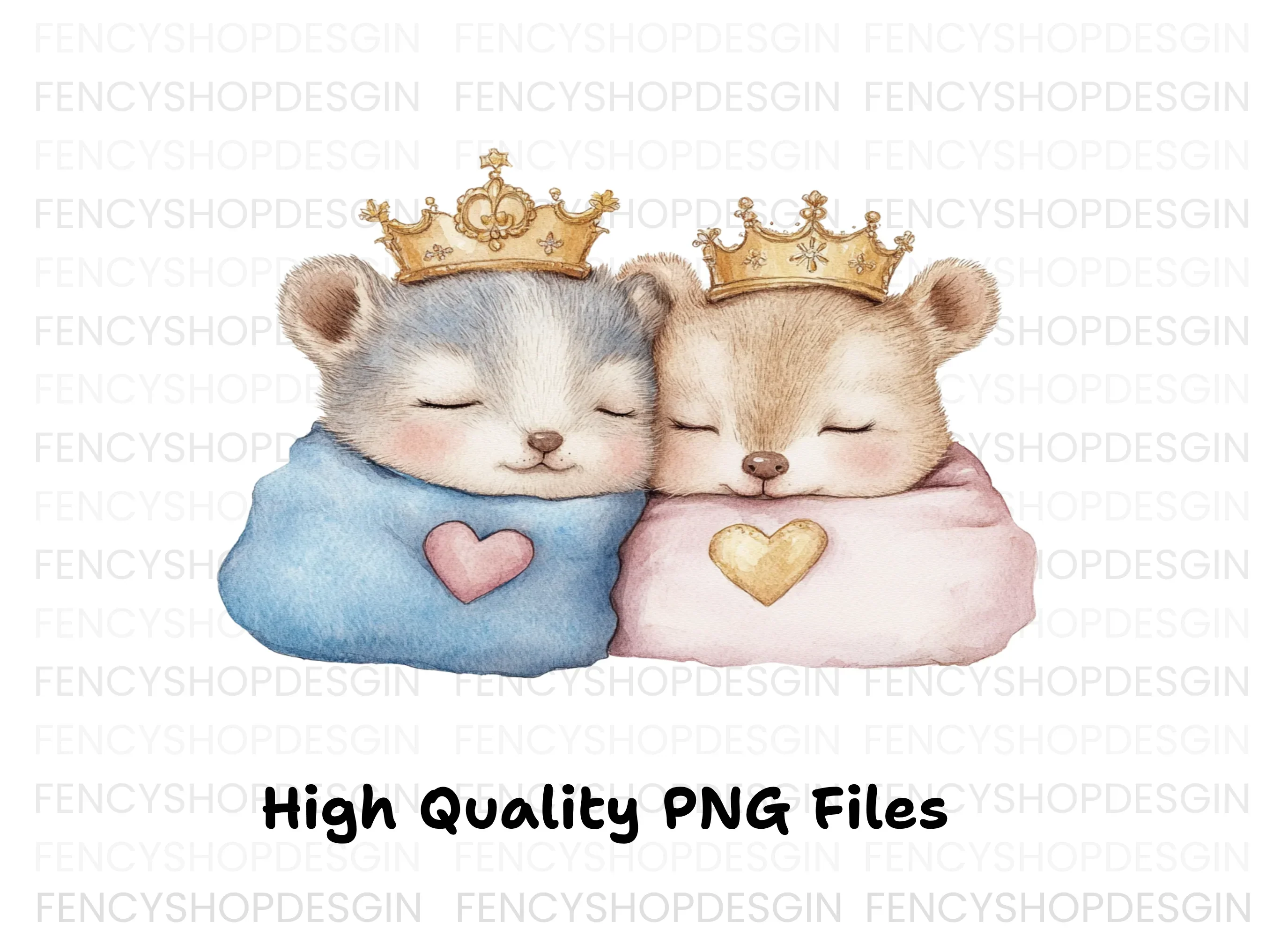 Sleeping Baby Animal Prince Princess Clipart Bundle - Image 2