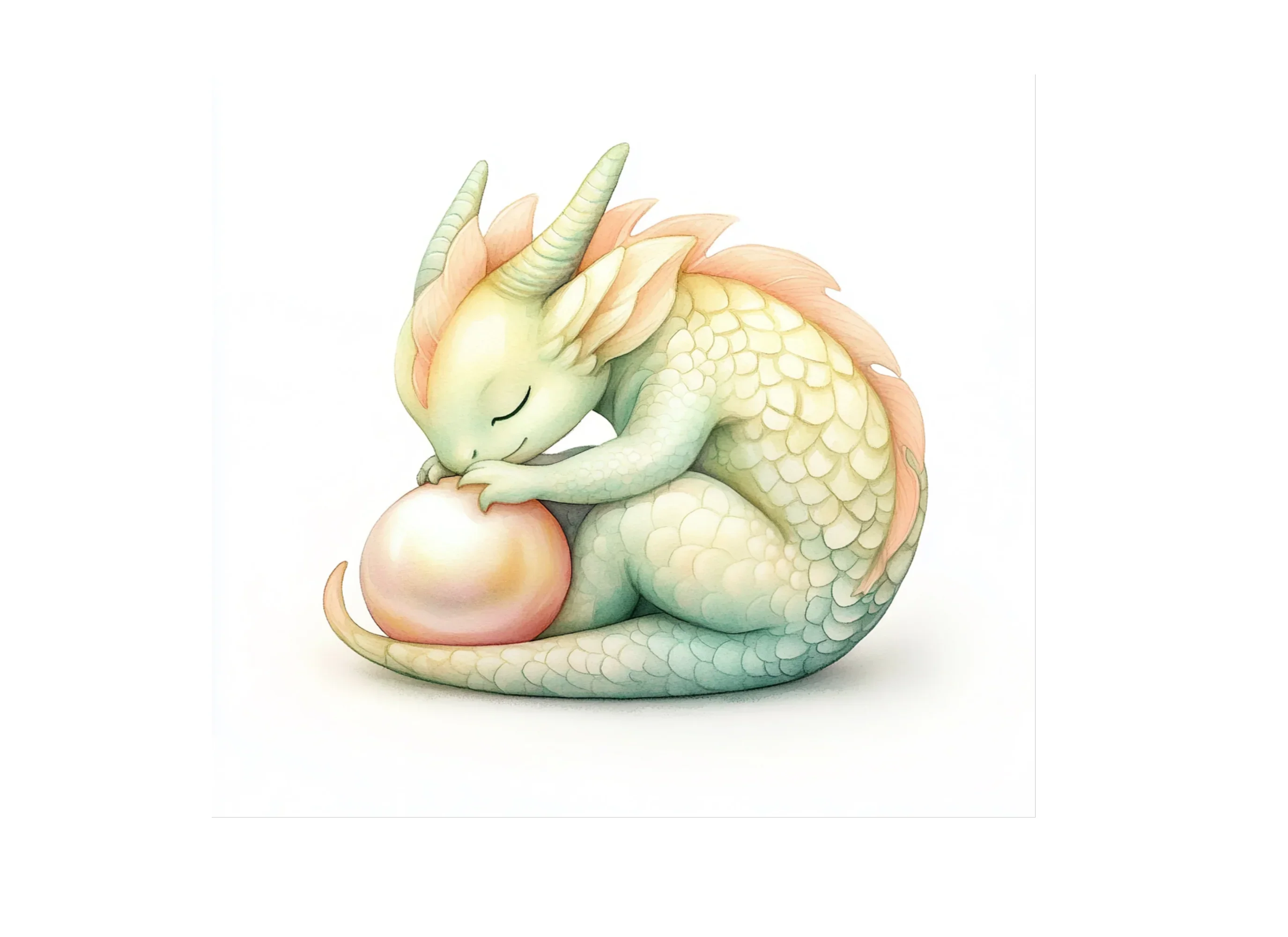 Sleeping Baby Dragon with Pearl Clipart Bundle - Image 2
