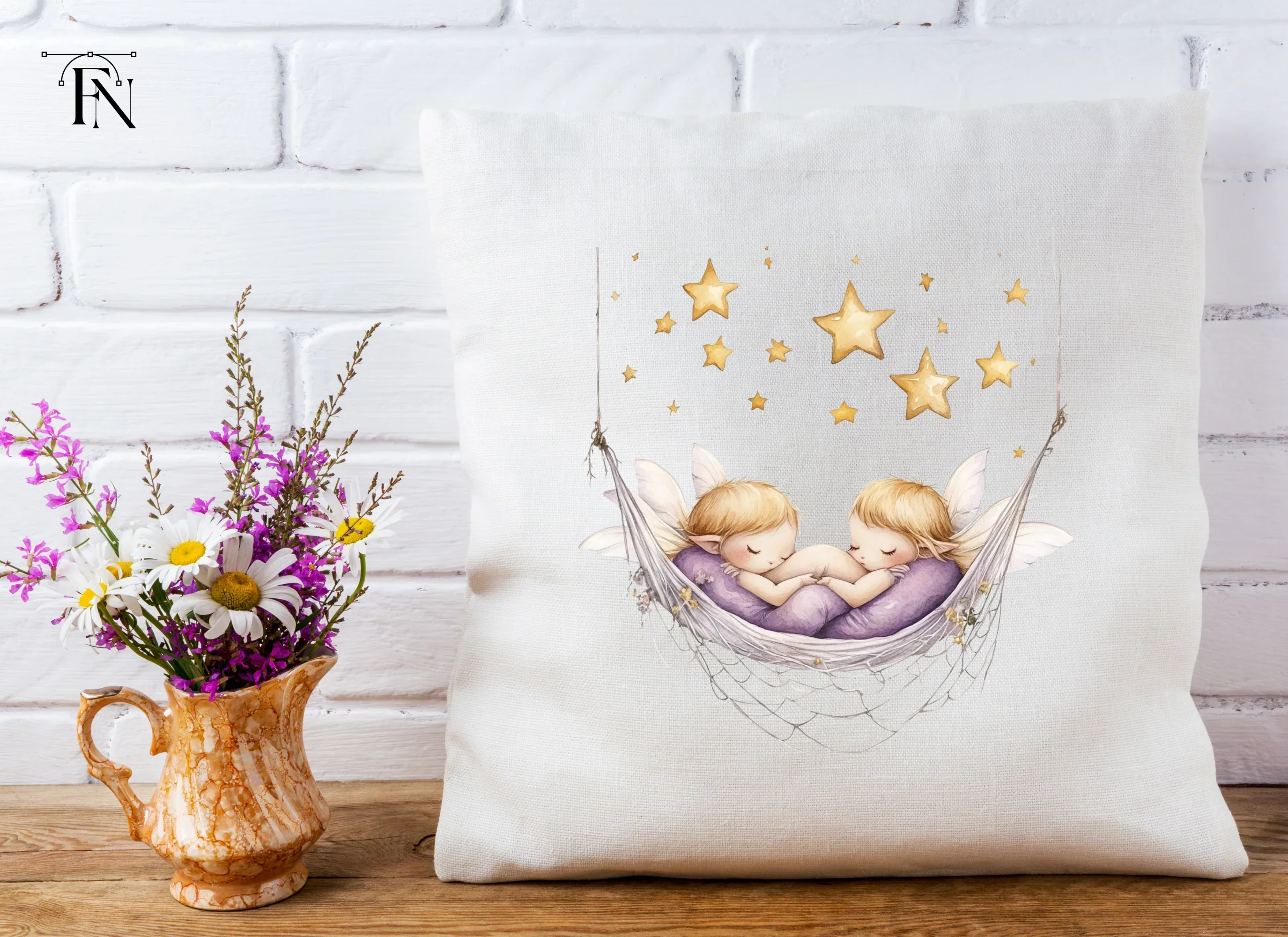 Sleeping Baby Fairies in Hammock Clipart Bundle - Image 5