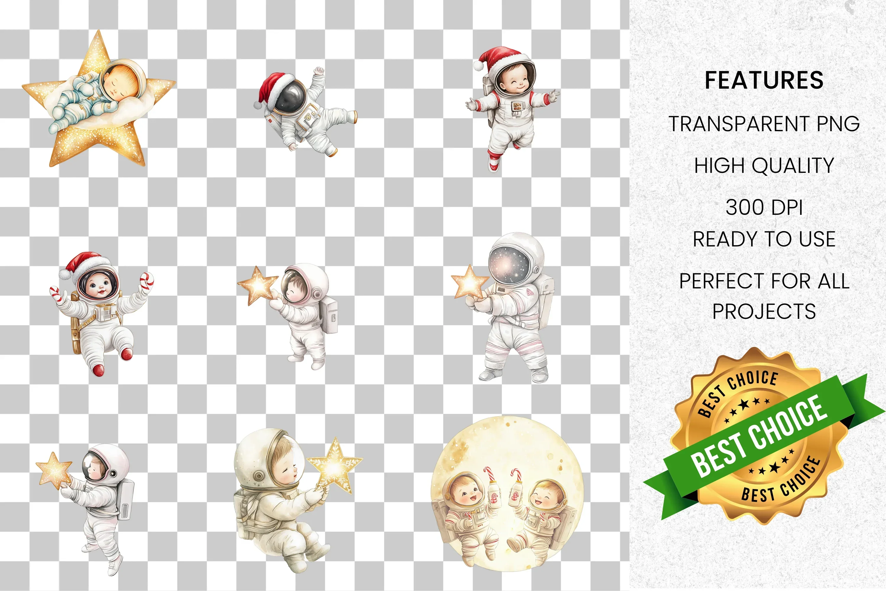 Sleeping Baby Winter Wonderland Clipart Bundle - Image 2