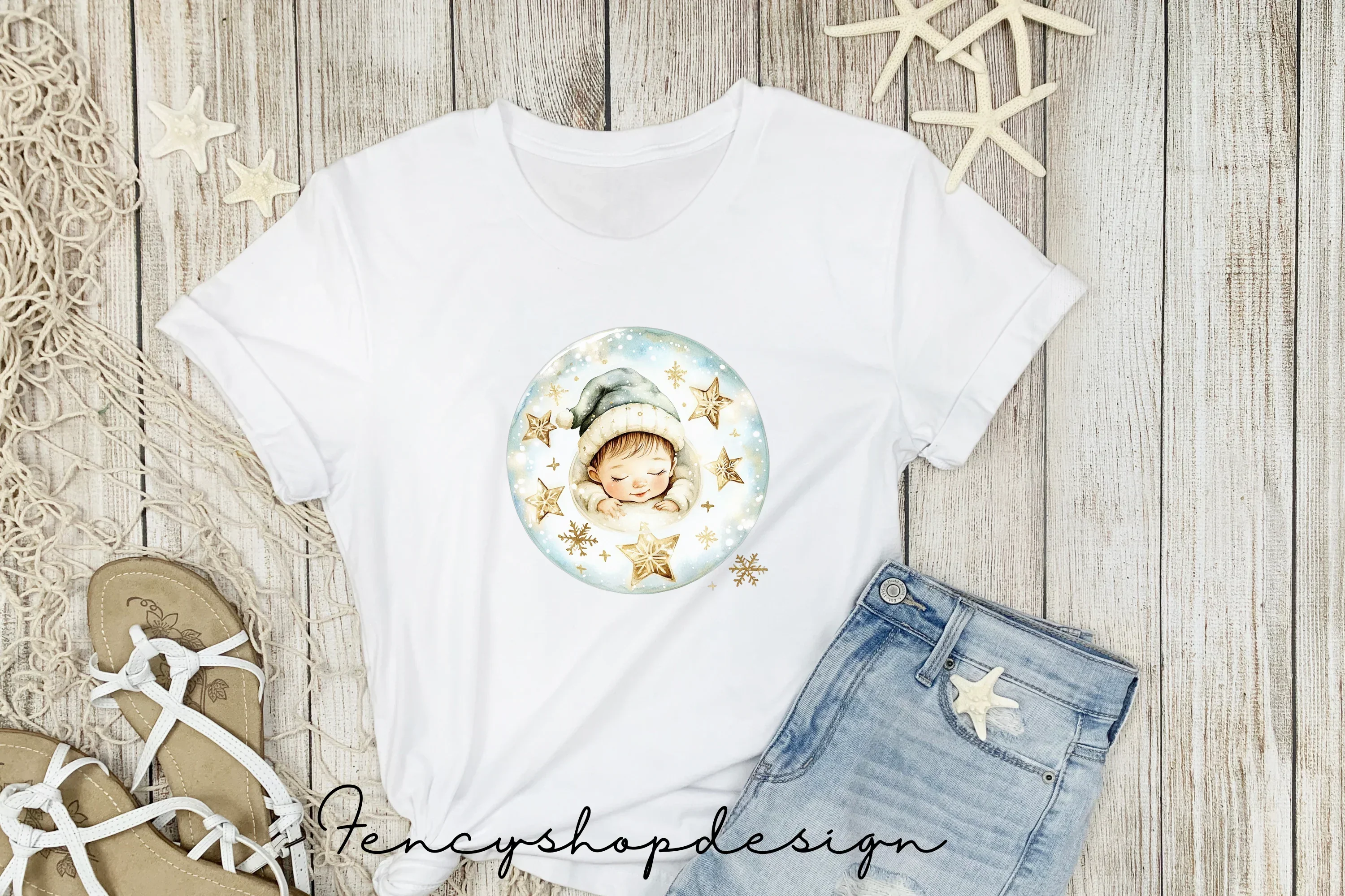 Sleeping Baby Winter Wonderland Clipart Bundle - Image 5
