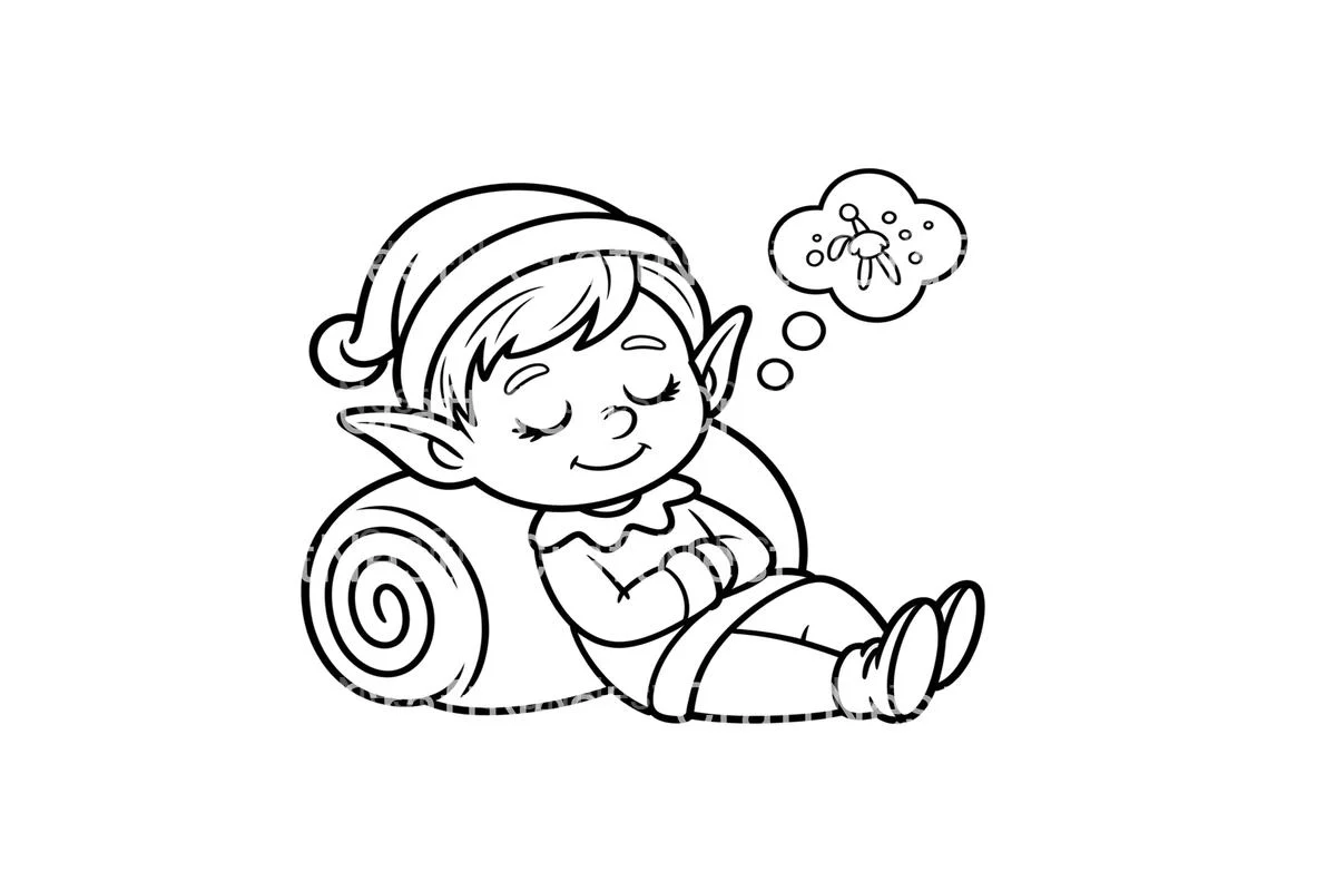 Sleeping Christmas Elf Coloring Books - Image 2