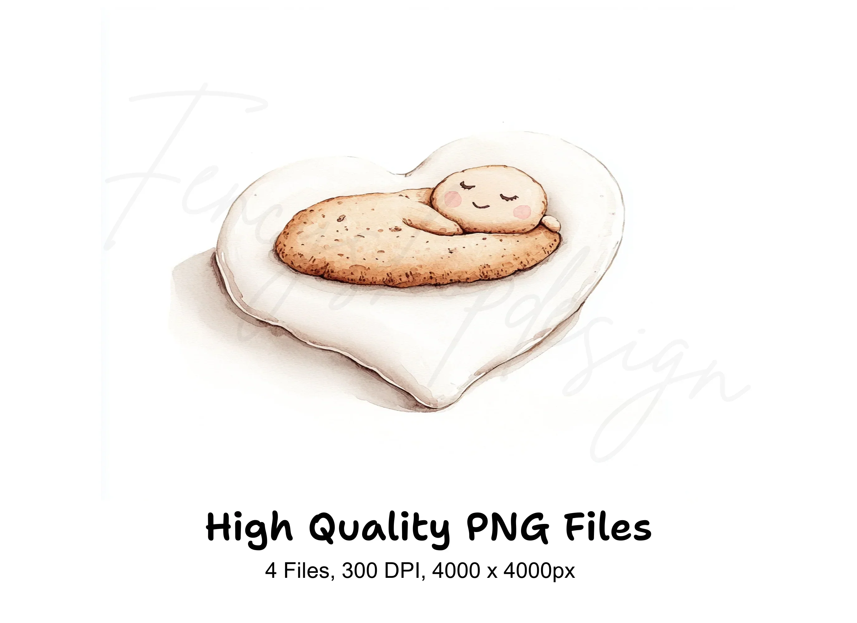 Sleeping Cookie in Heart Clipart Bundle