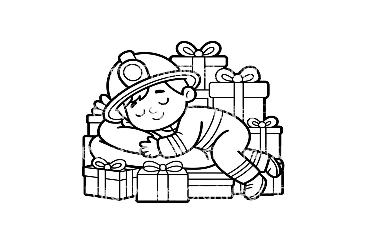 Sleeping Firefighter Christmas Coloring Books - Image 3