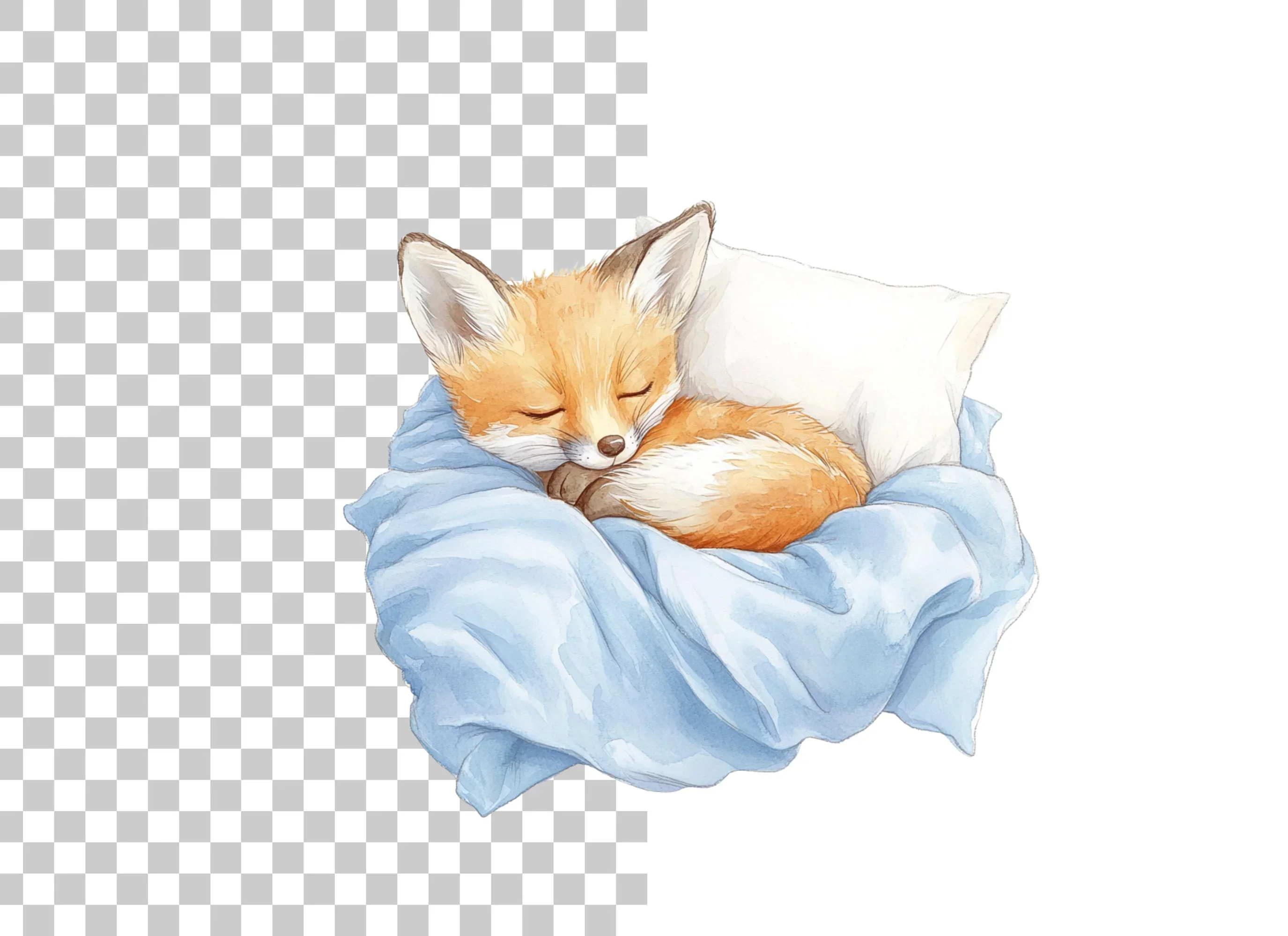 Sleeping Fox Baby Animals Clipart Bundle - Image 6