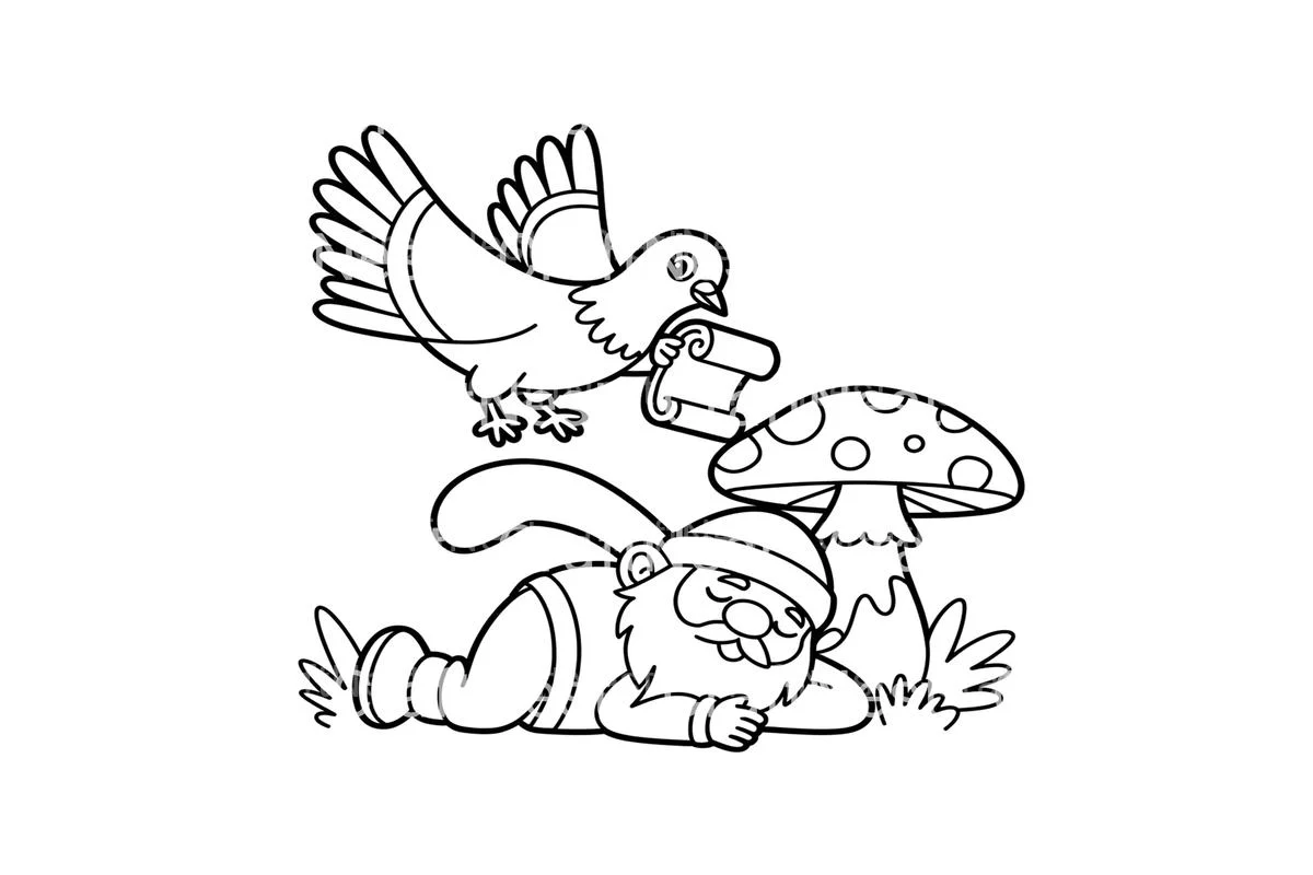 Sleeping Gnomes and Doves Coloring Books - Image 3