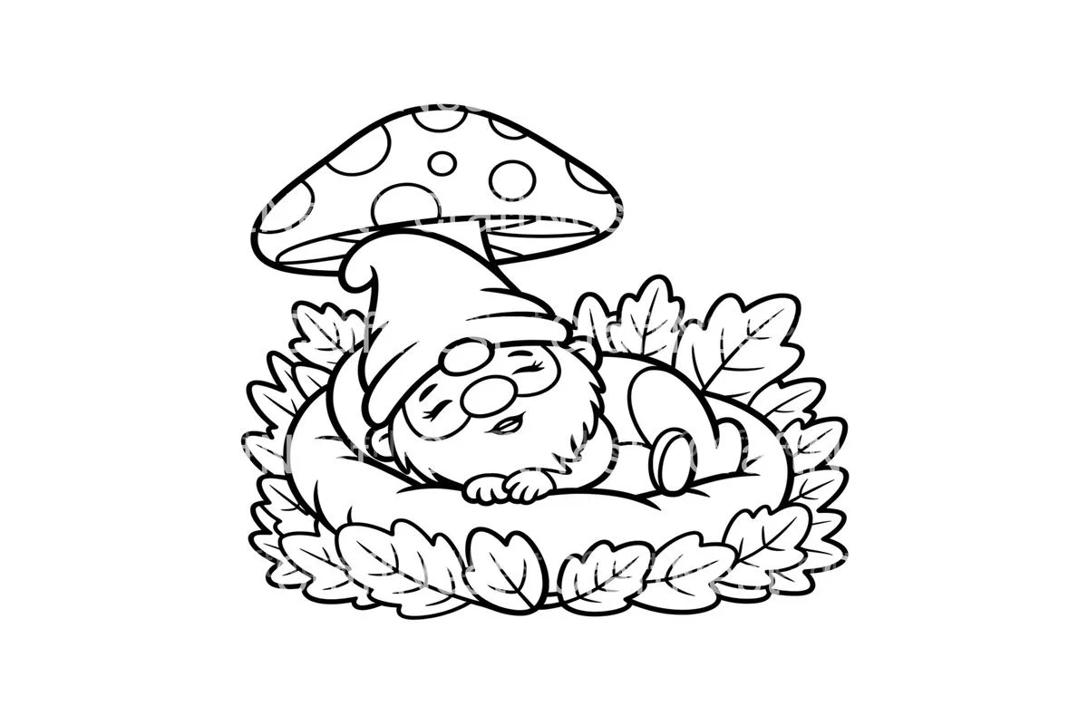 Sleeping Gnomes Under Mushroom Caps Coloring Books - Image 3