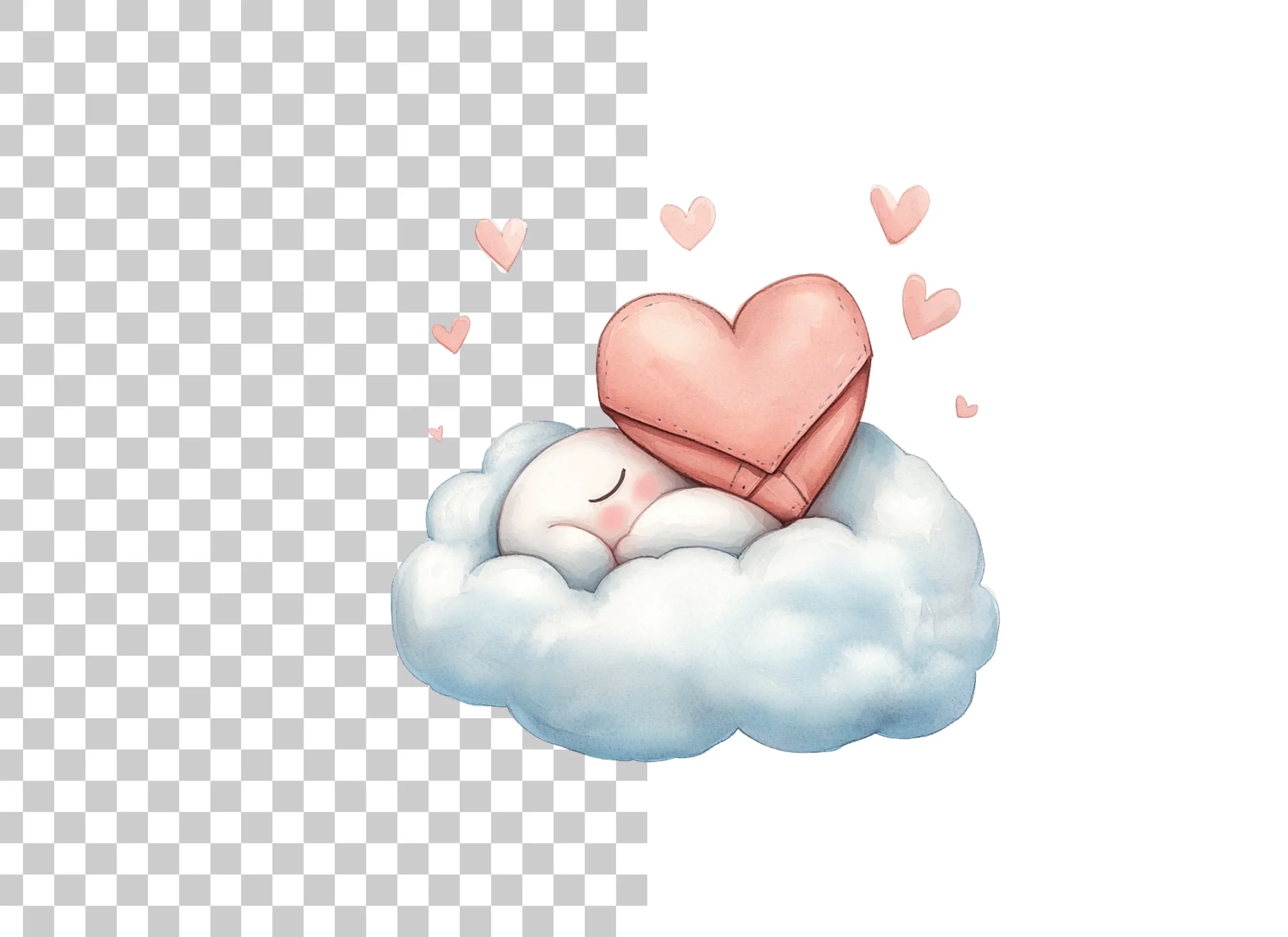 Sleeping Hearts on Clouds Clipart Bundle - Image 6