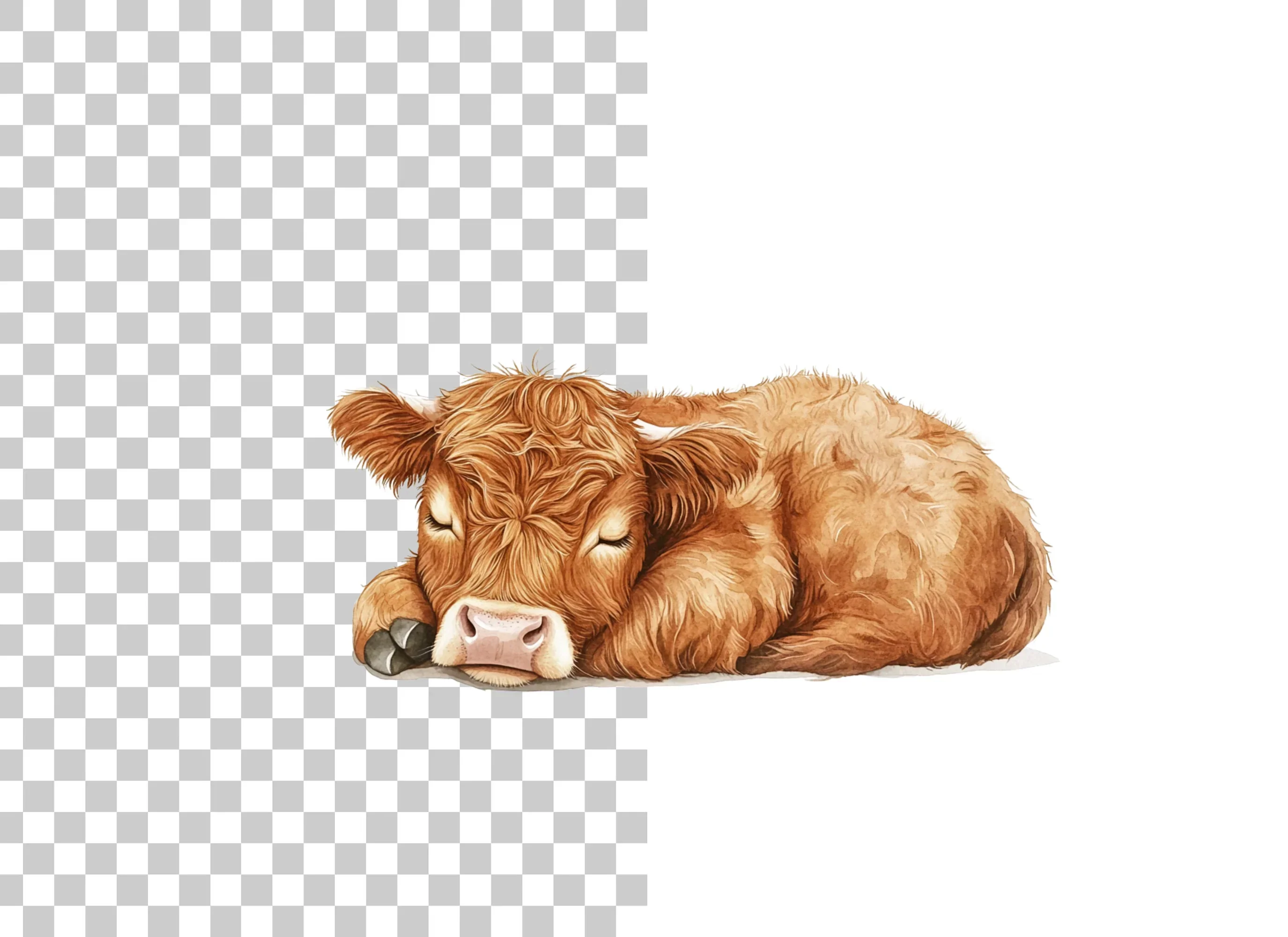 Sleeping Highland Calf Clipart Bundle - Image 2
