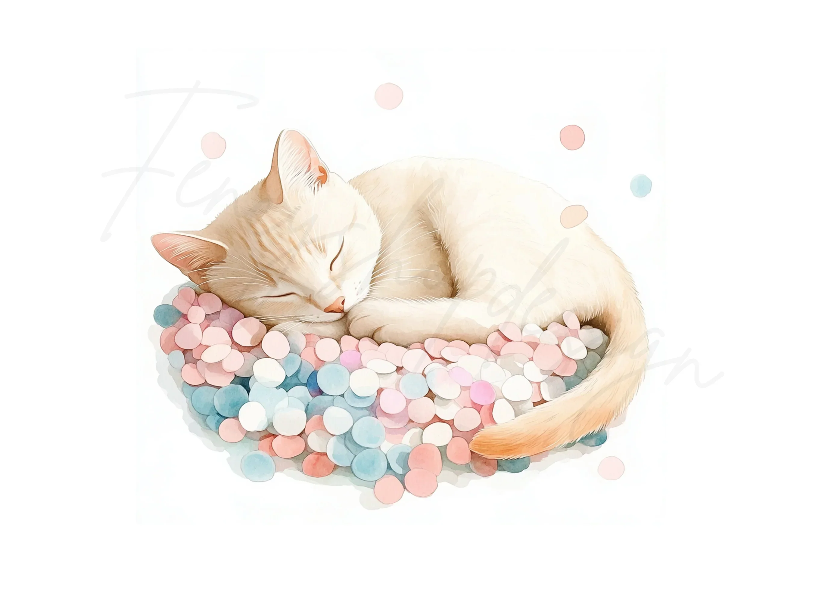 Sleeping Kitten on Candy Clipart Bundle - Image 3