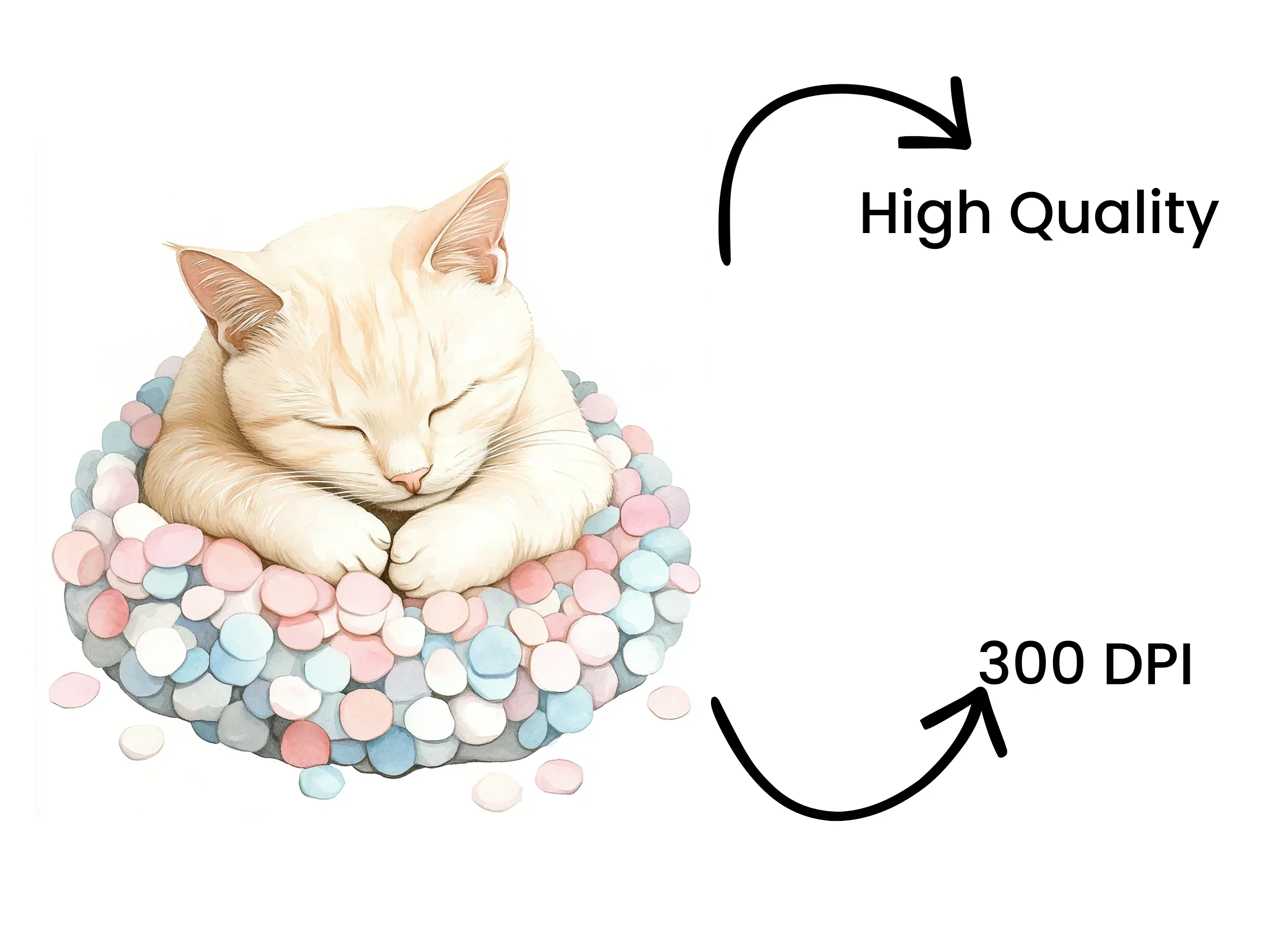 Sleeping Kitten on Candy Clipart Bundle - Image 4