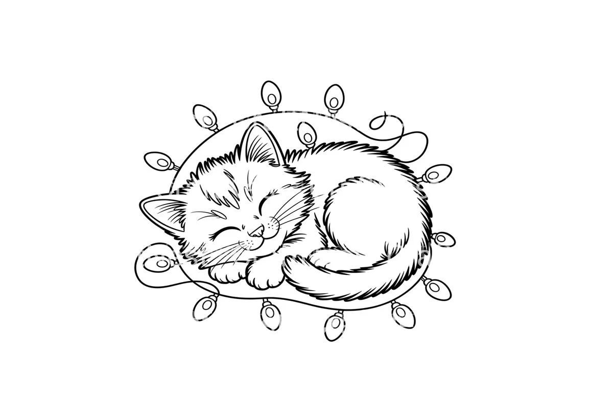 Sleeping Kittens with Christmas Lights Coloring Books - Image 2