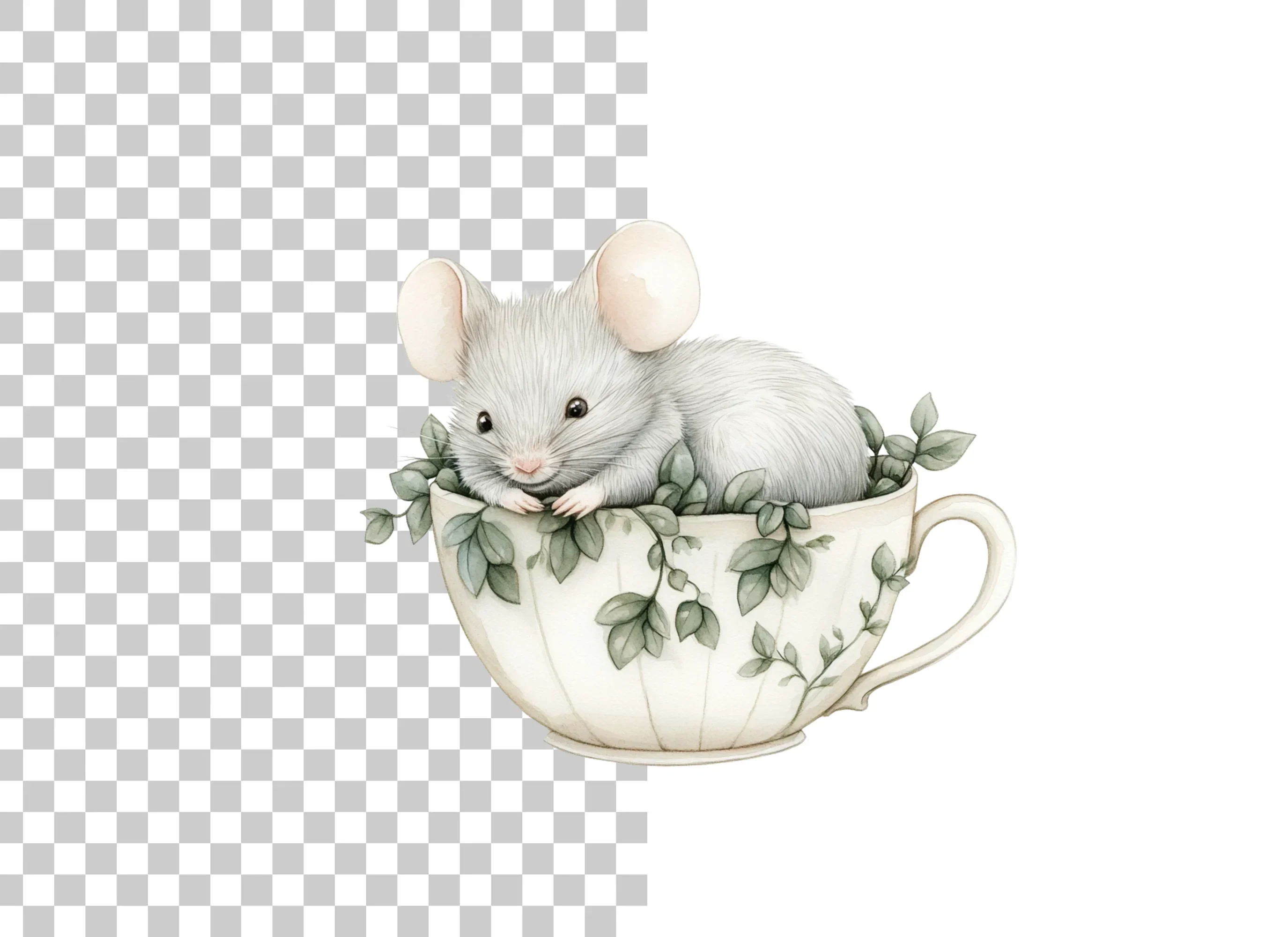 Sleeping Mice in Teacups Clipart Bundle - Image 2