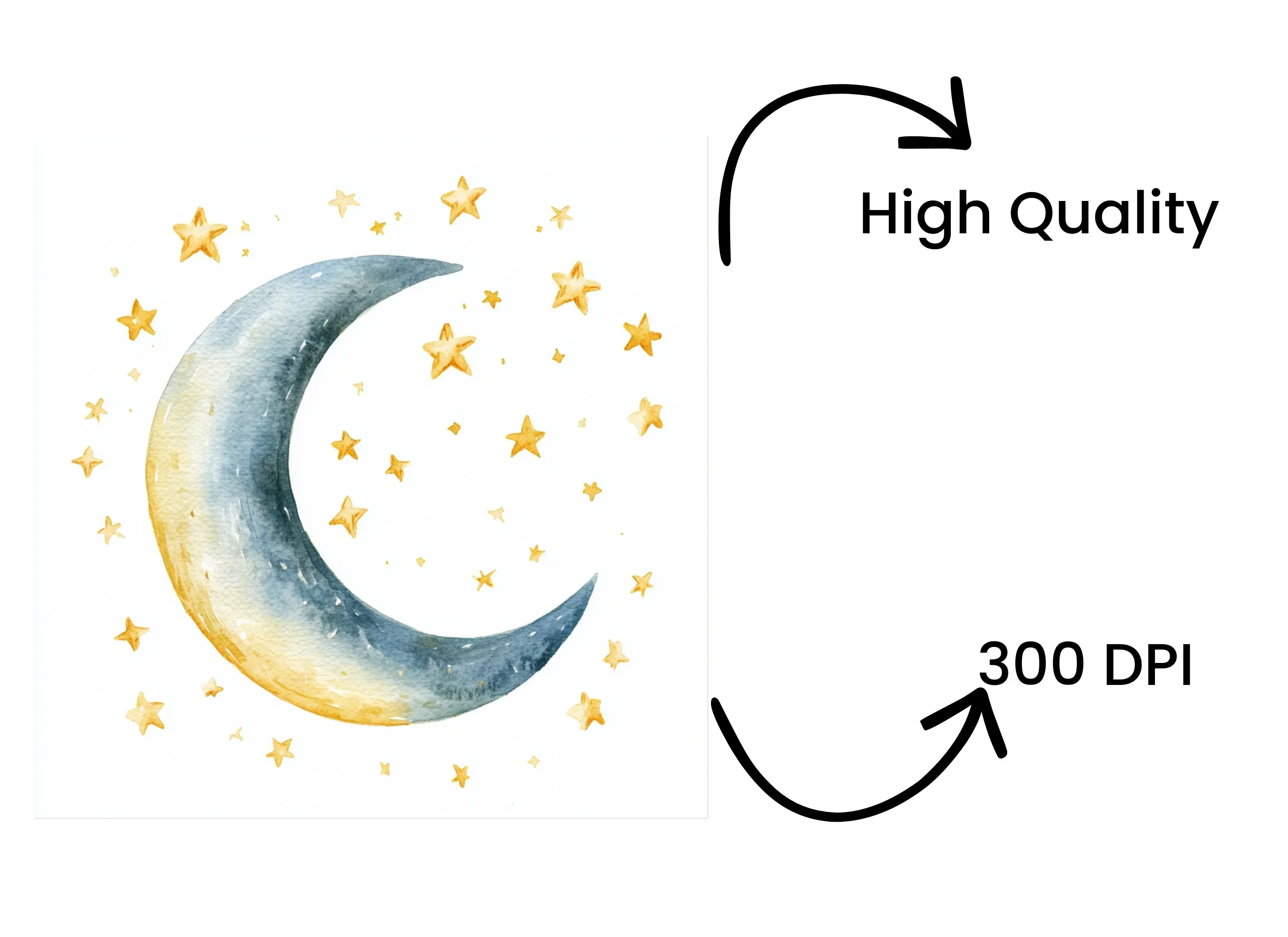 Sleeping Moon and Stars Clipart Bundle - Image 4