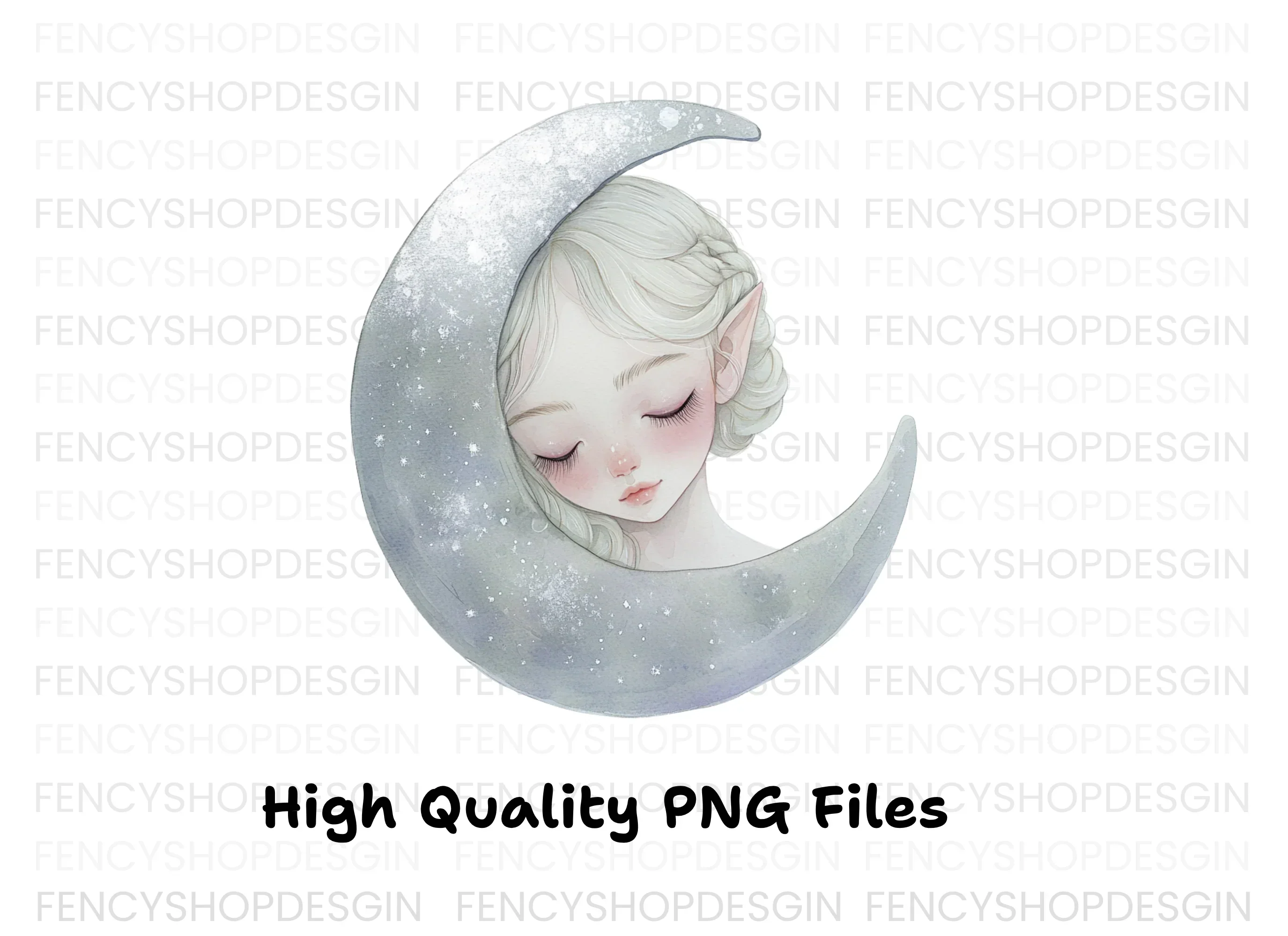 Sleeping Moon Elves Clipart Bundle - Image 2