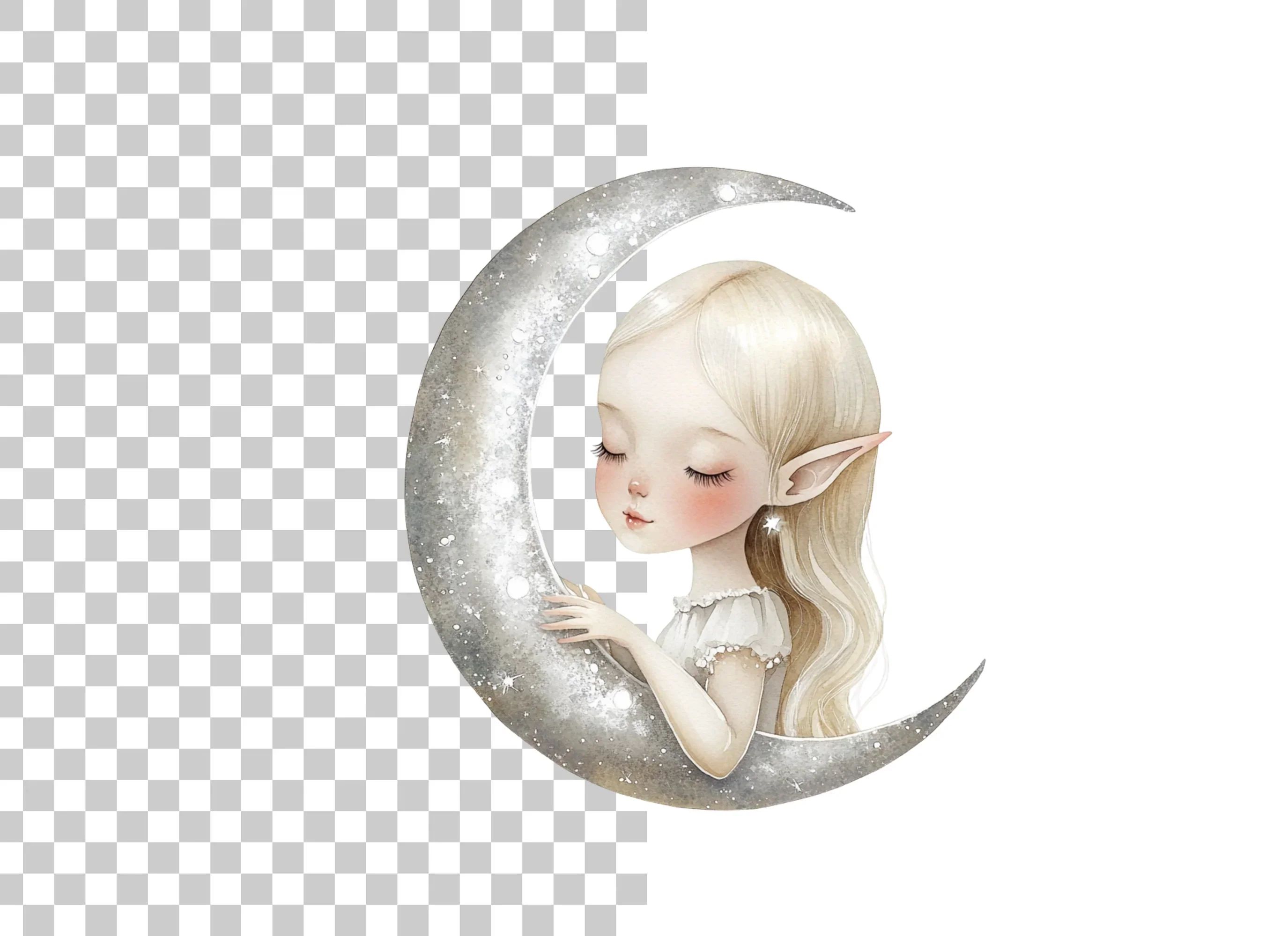 Sleeping Moon Elves Clipart Bundle - Image 6