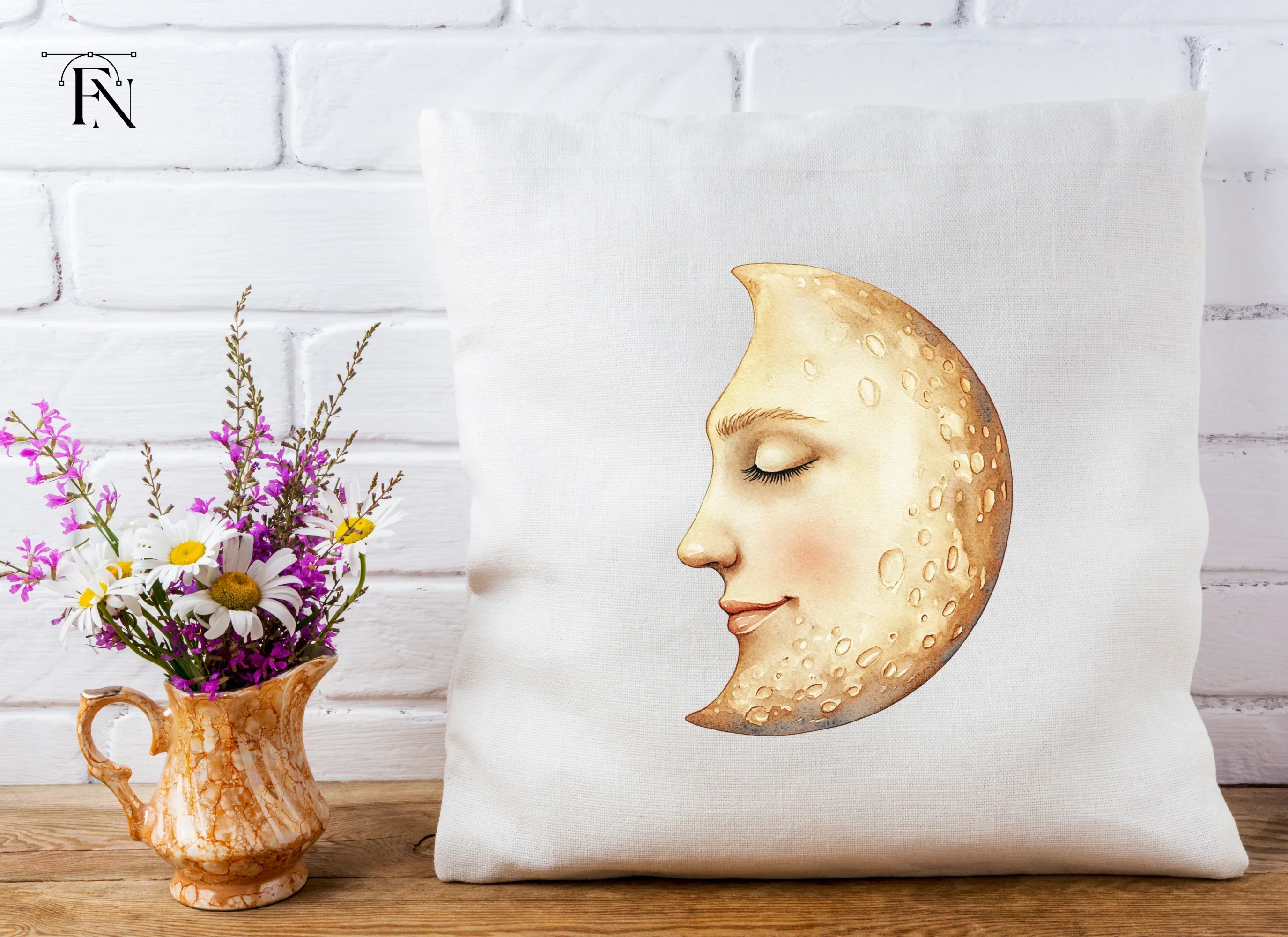 Sleeping Moon Face Clipart Bundle - Image 5