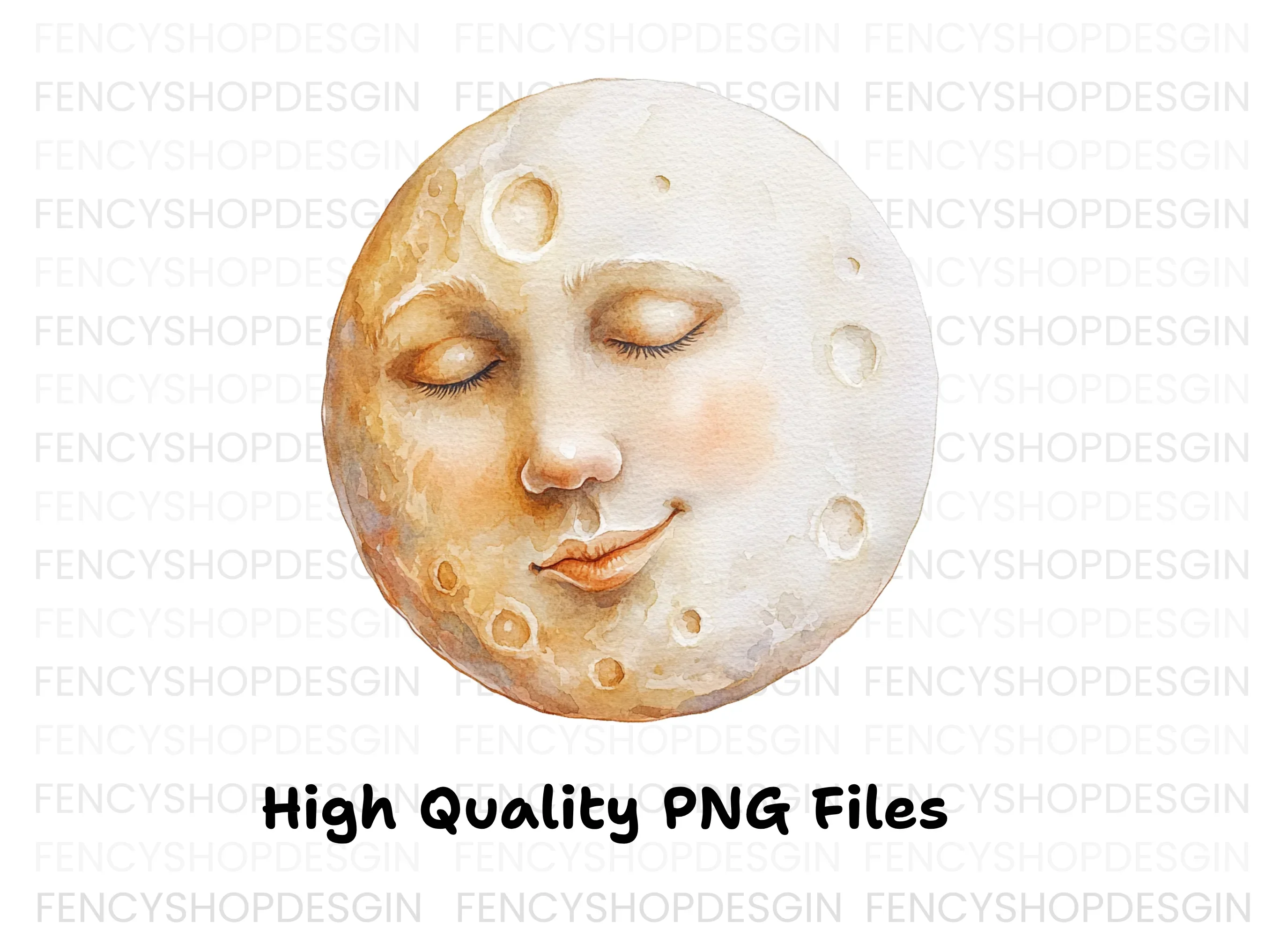 Sleeping Moon Face Clipart Bundle - Image 2