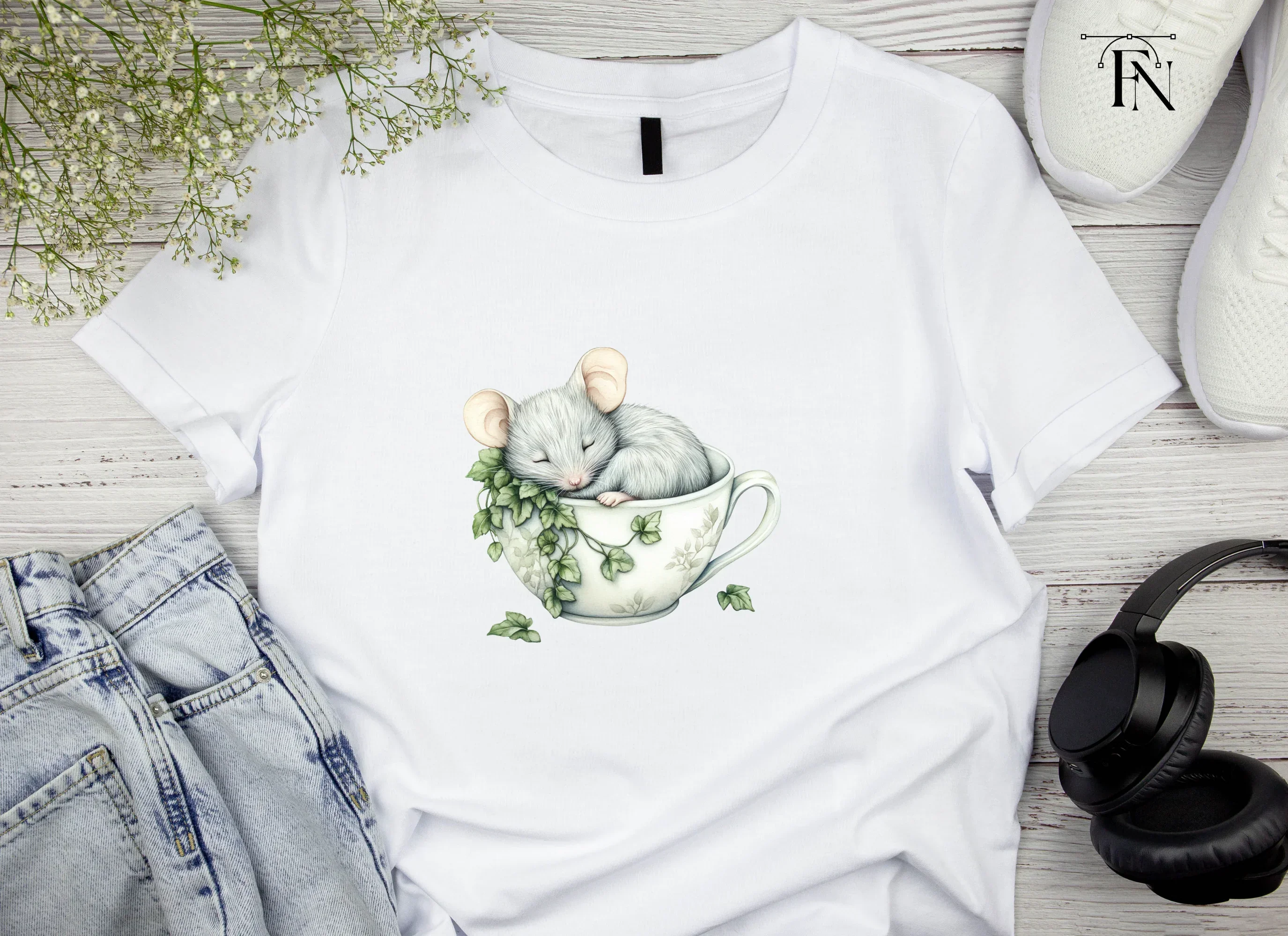 Sleeping Mouse in Teacup Clipart Bundle - Image 4