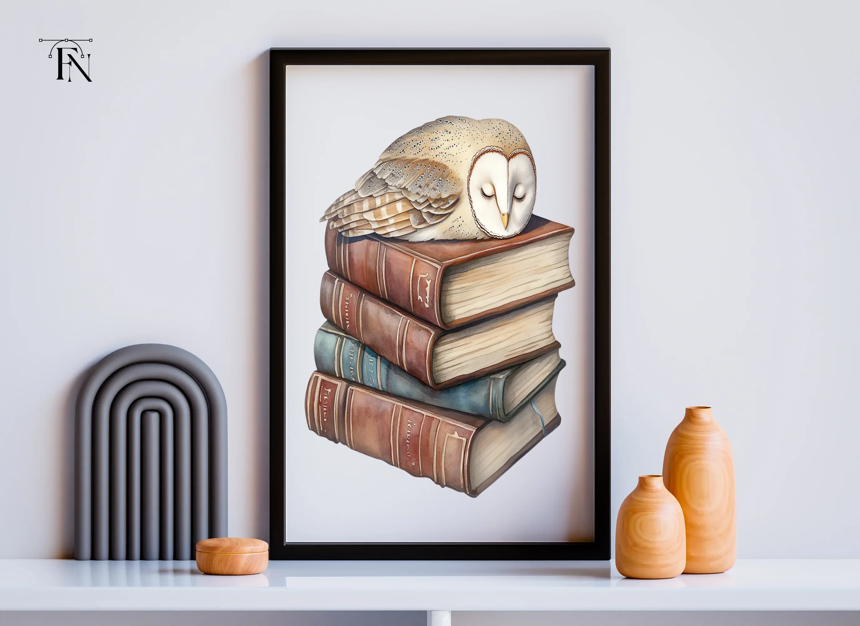 Sleeping Owls on Vintage Books Clipart Bundle - Image 6