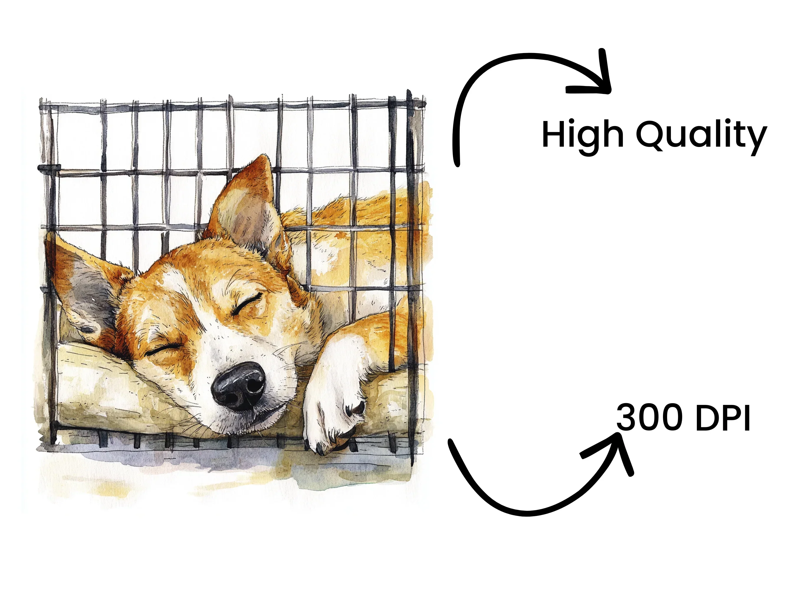 Sleeping Puppies in Crates Clipart Bundle - Image 4