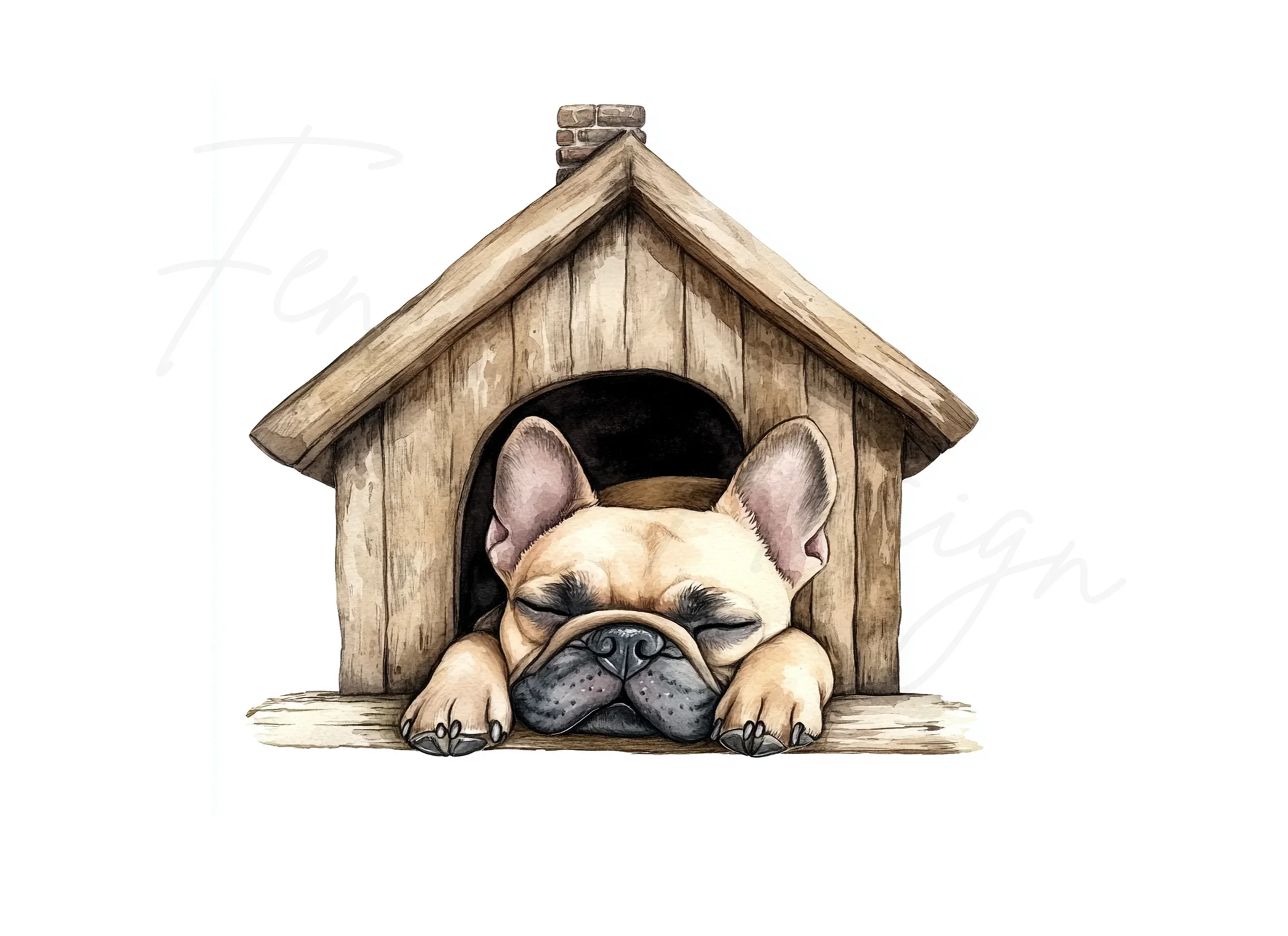 Sleeping Puppies in Dog Houses Clipart Bundle - Image 2