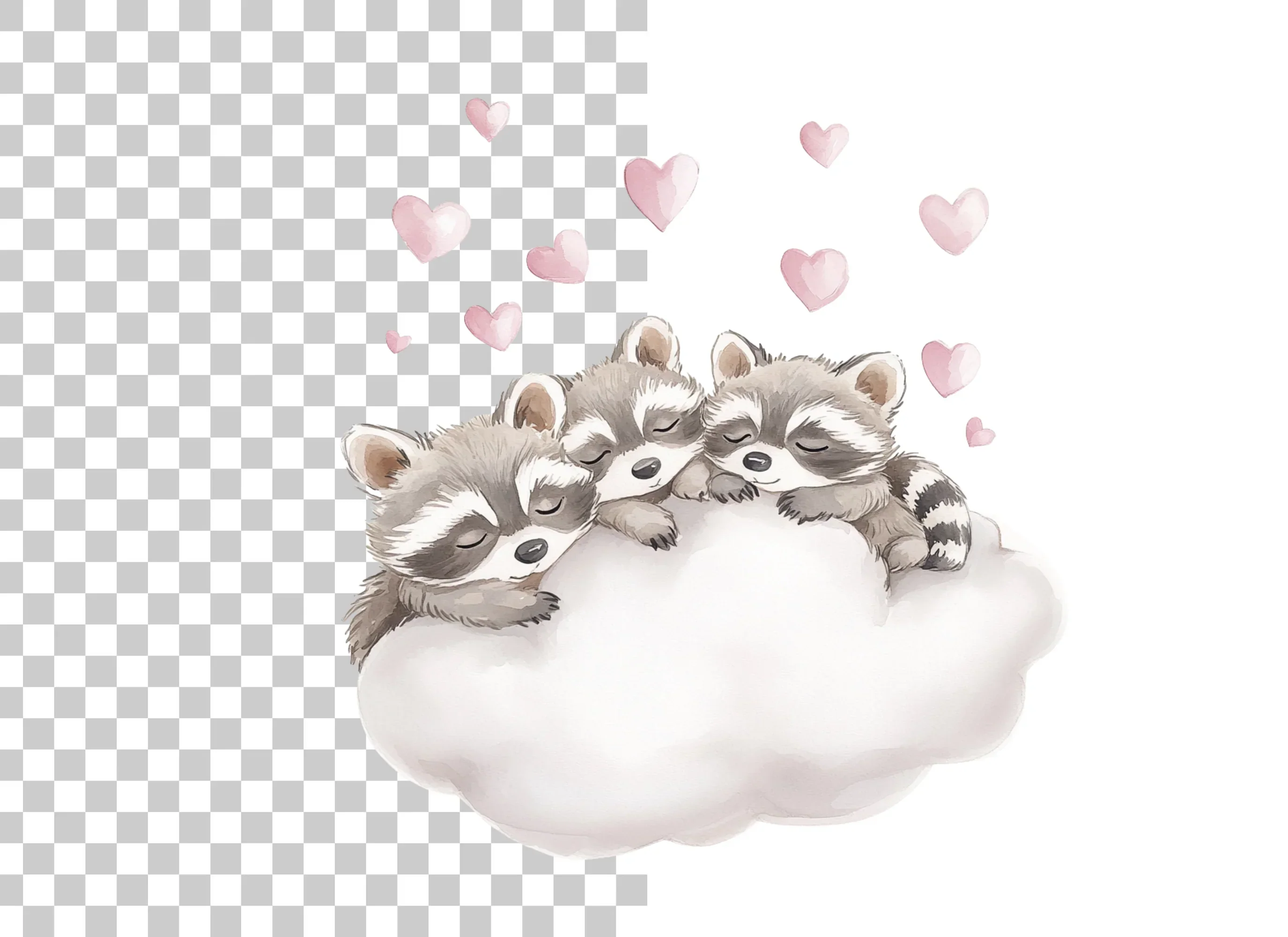Sleeping Raccoons on Clouds Clipart Bundle - Image 2