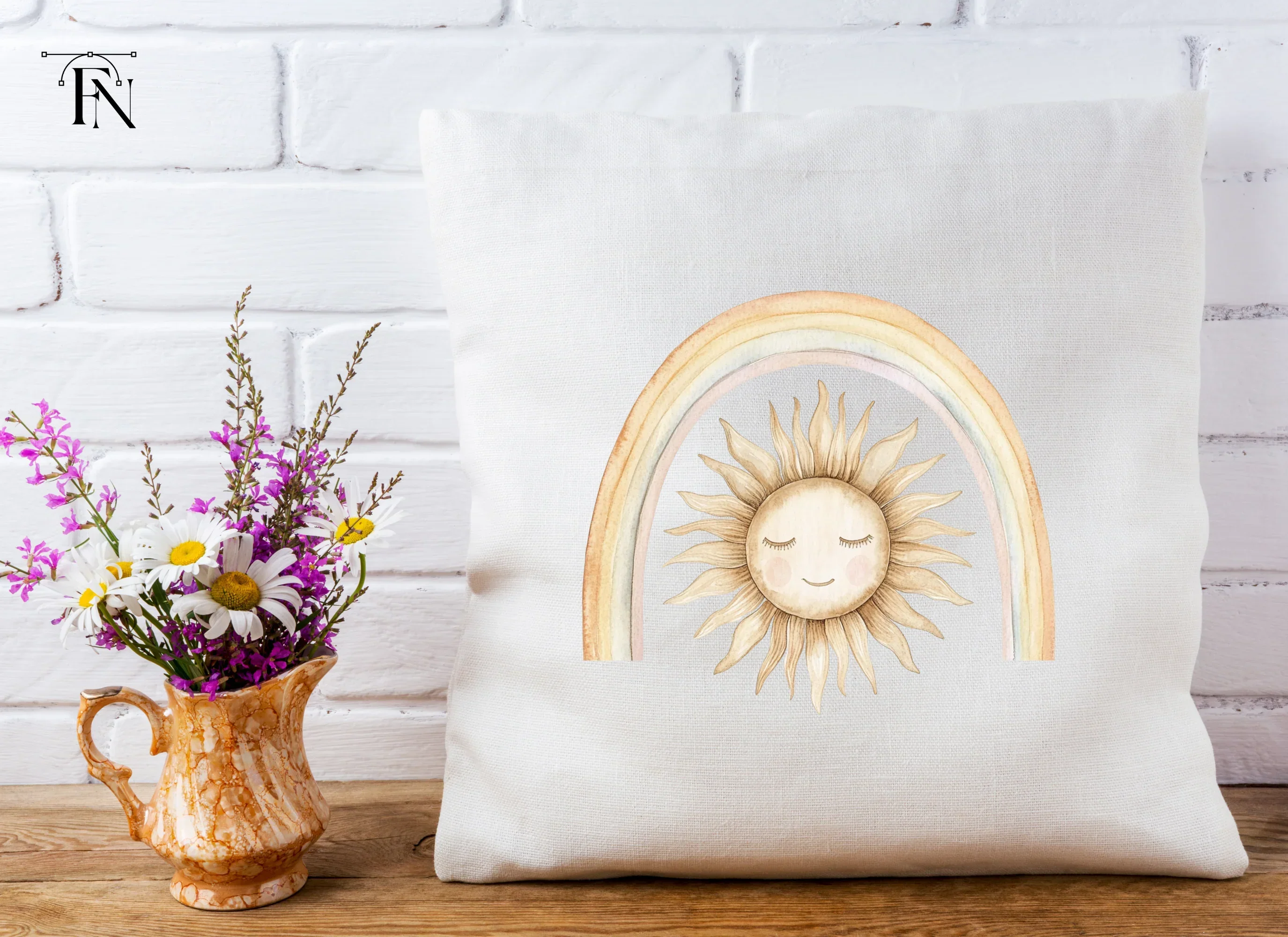 Sleeping Sun Under Boho Rainbow Clipart Bundle - Image 3