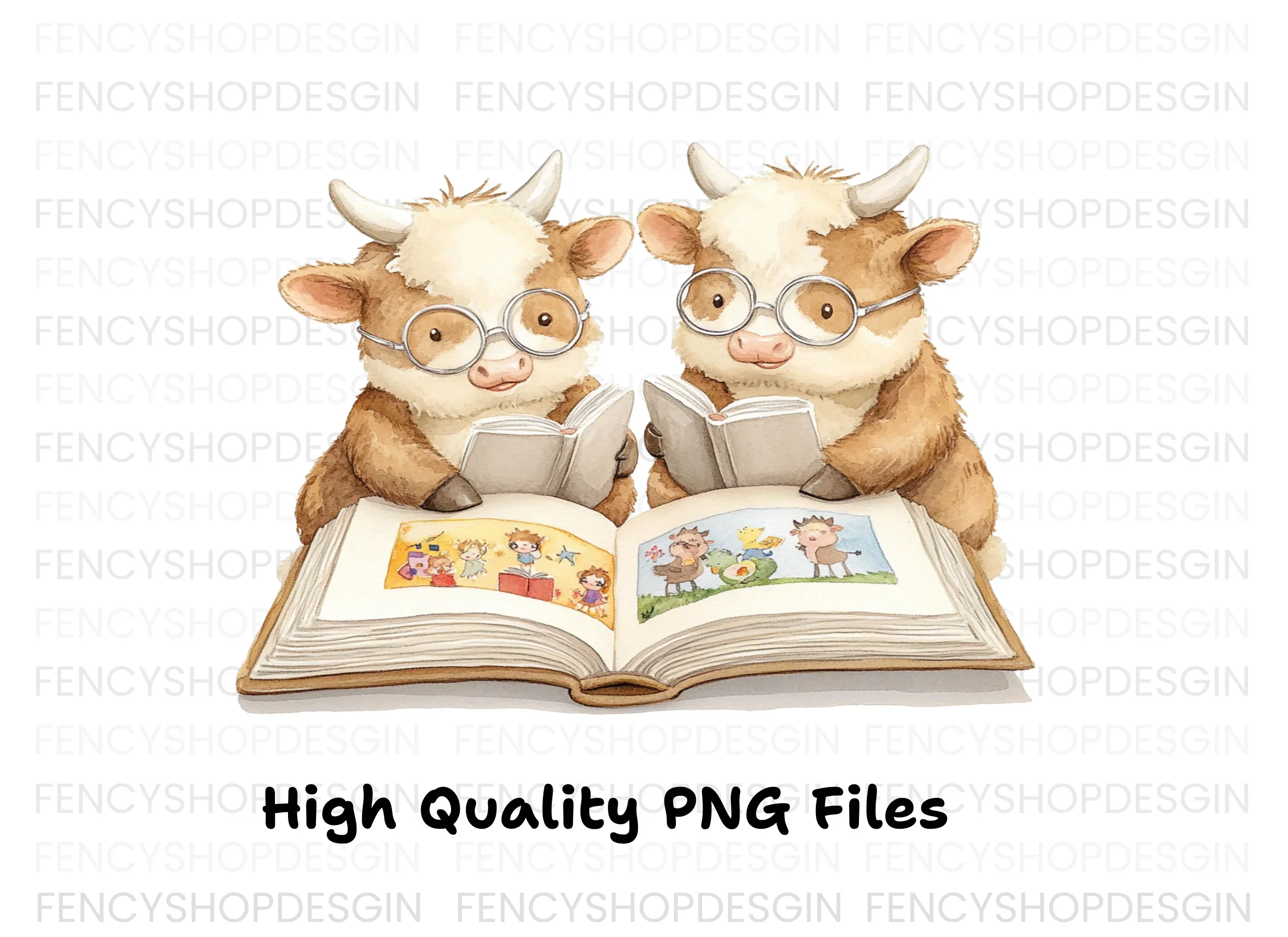 Smart Calf Reading Books Clipart Bundle - Image 3
