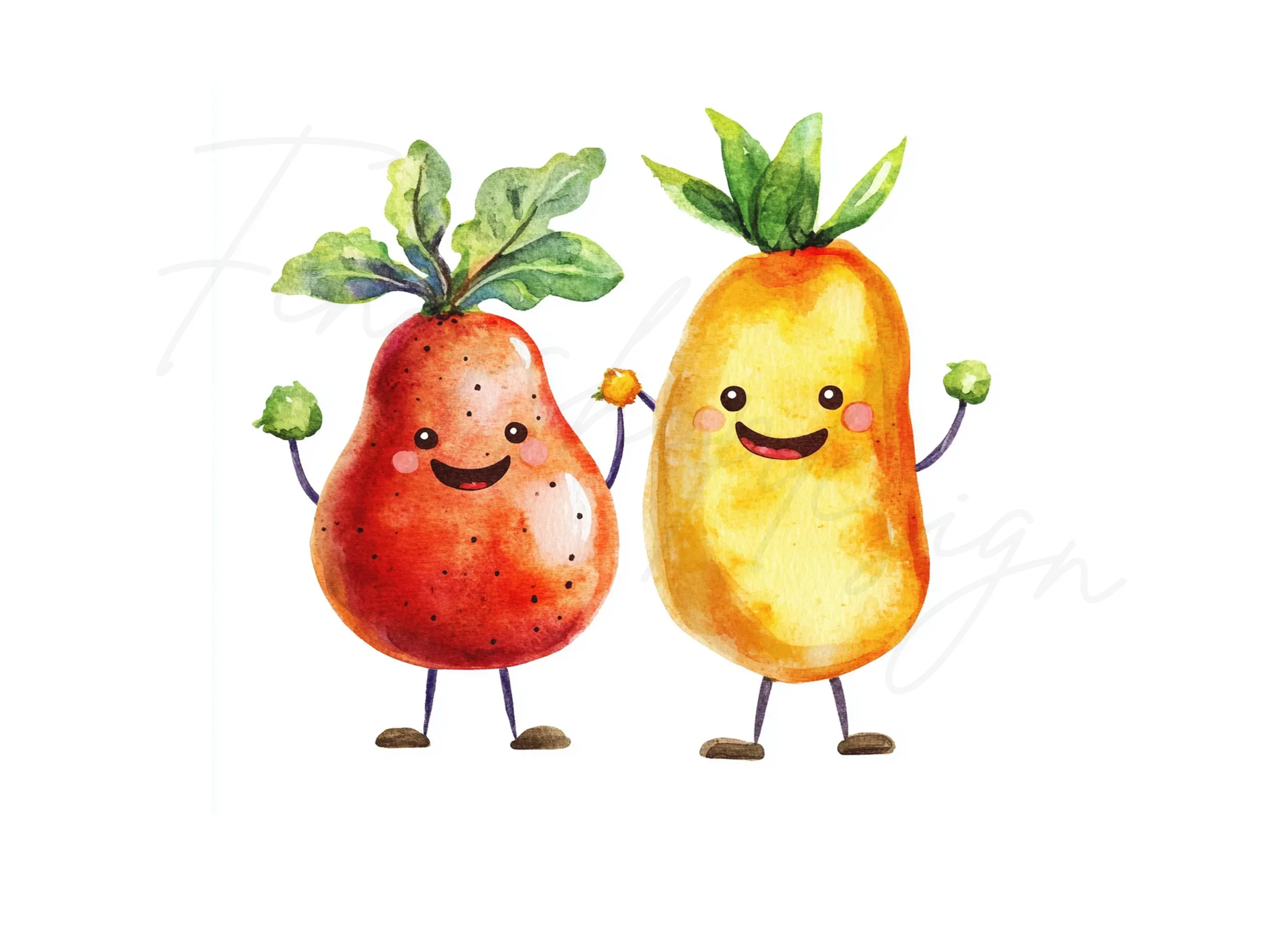 Smiling Fruit and Vegetable Friends Clipart Bundle - Image 2