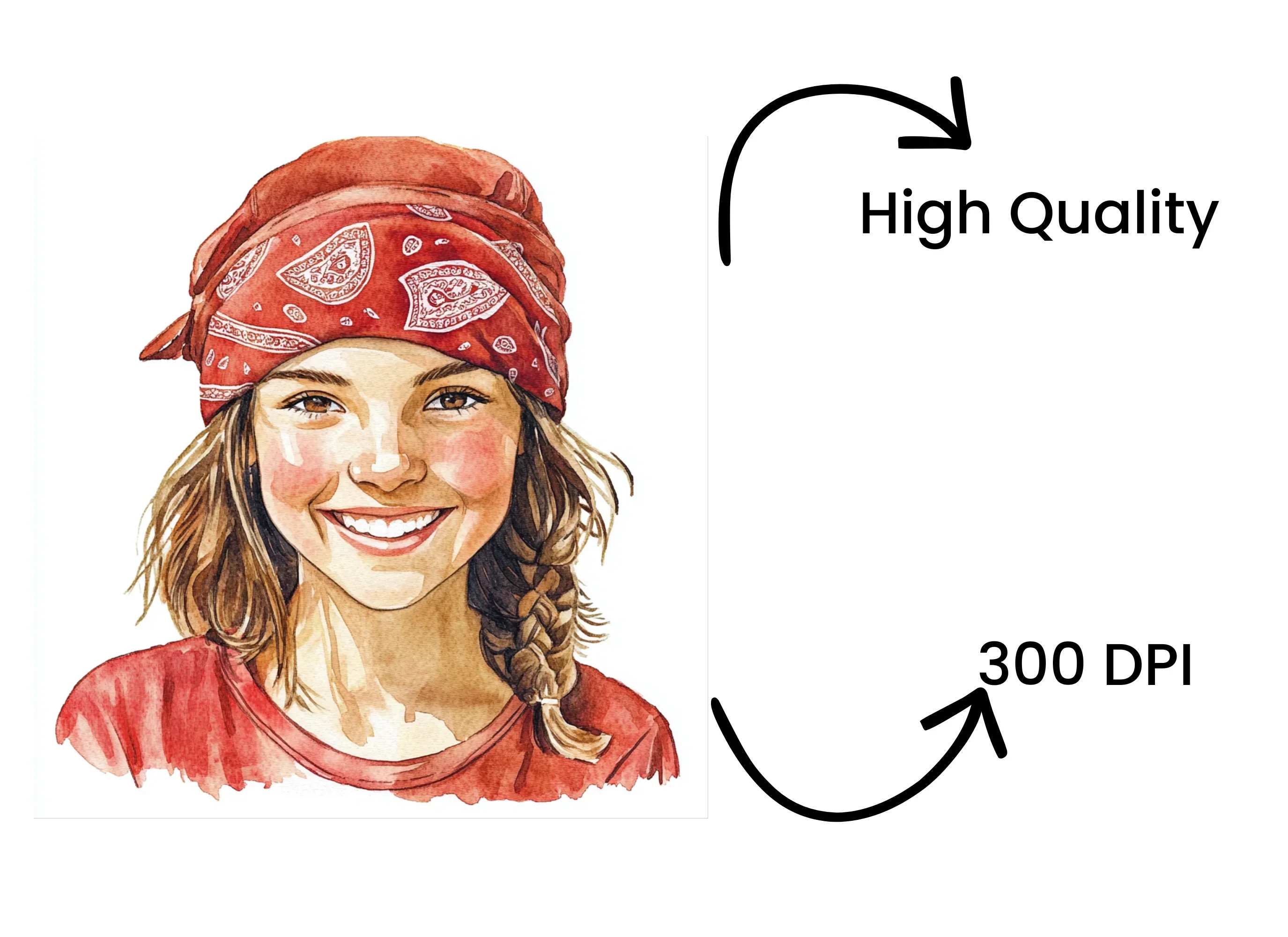 Smiling Girl with Red Bandana Clipart Bundle - Image 4