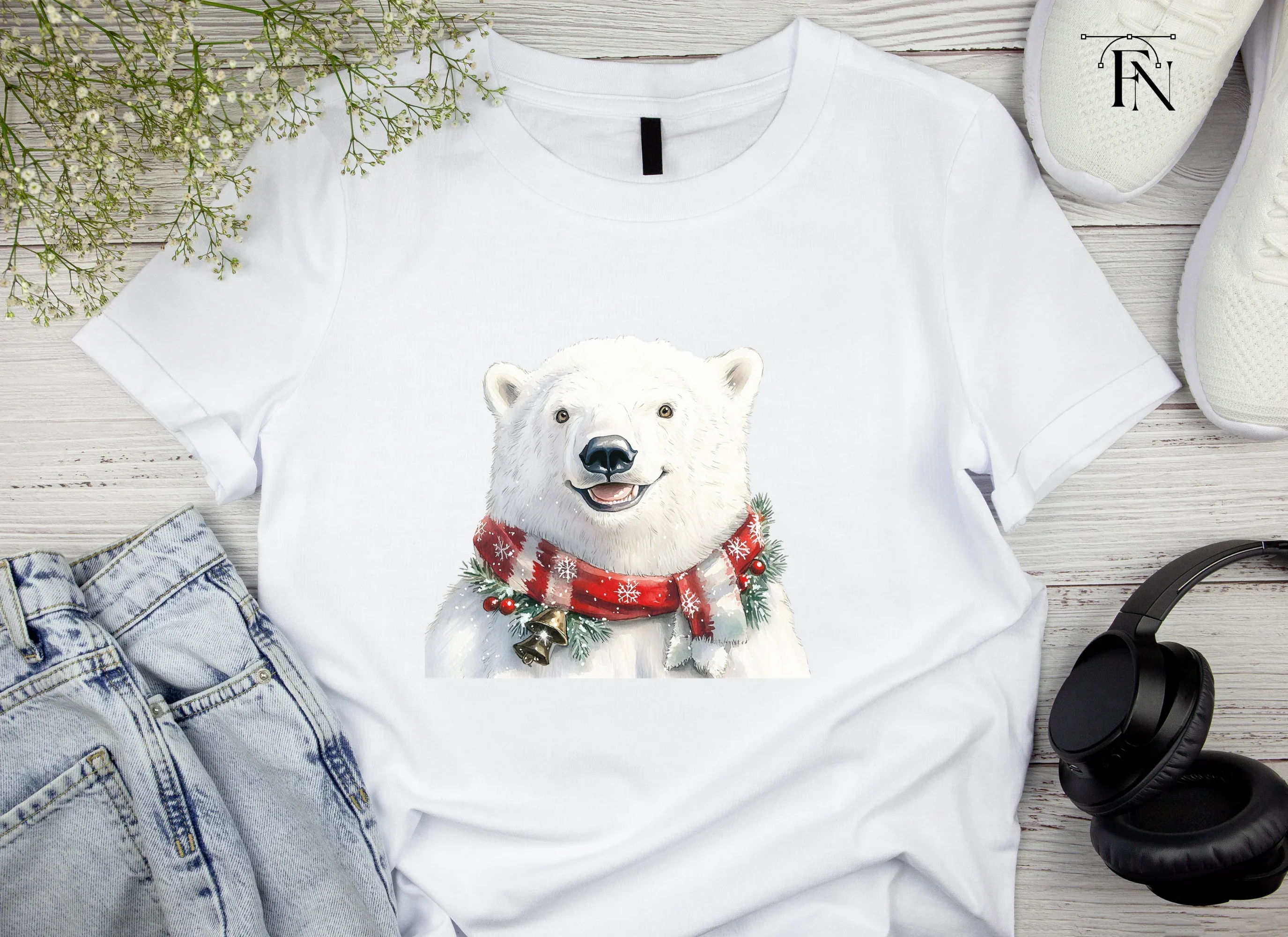 Smiling Polar Bear Christmas Clipart Bundle - Image 4